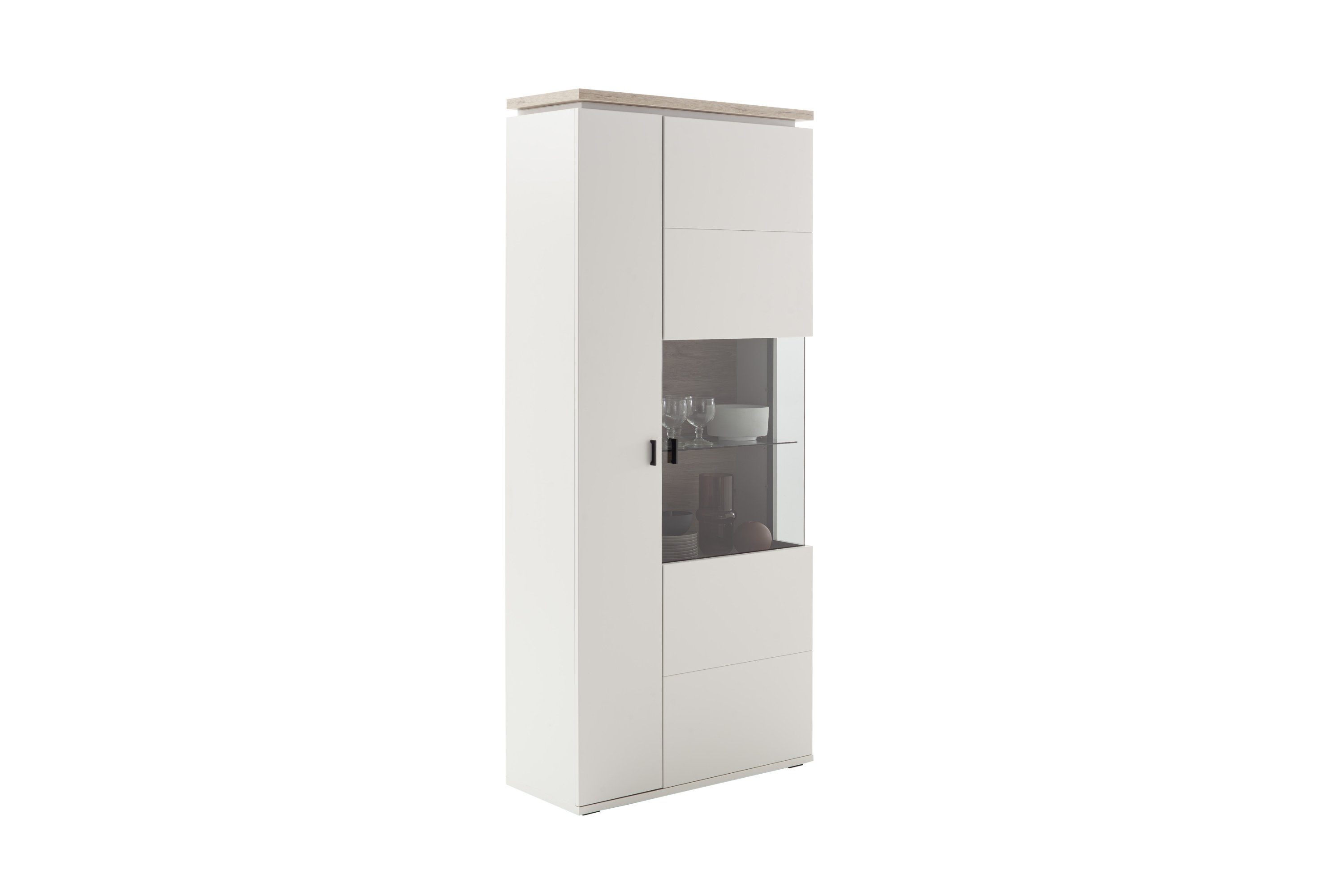 HARPER Vitrine Vitrine HARPER MANAGUA BHT 90x207x37 cm weiß Glasschrank