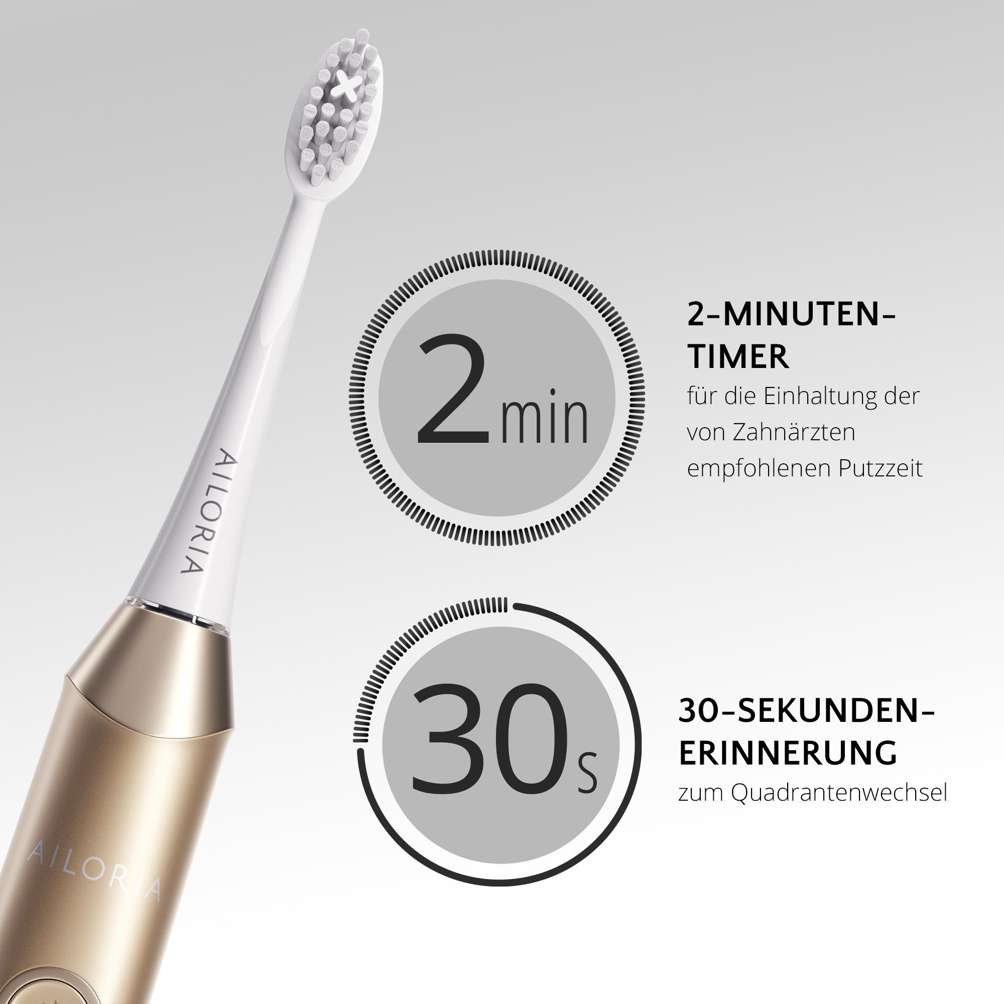 AILORIA Schallzahnbürste SHINE BRIGHT USB-Schallzahnbürste, Aufsteckbürsten: 2 St., Dynamische Reinigungswirkung – Bild 5 von 5