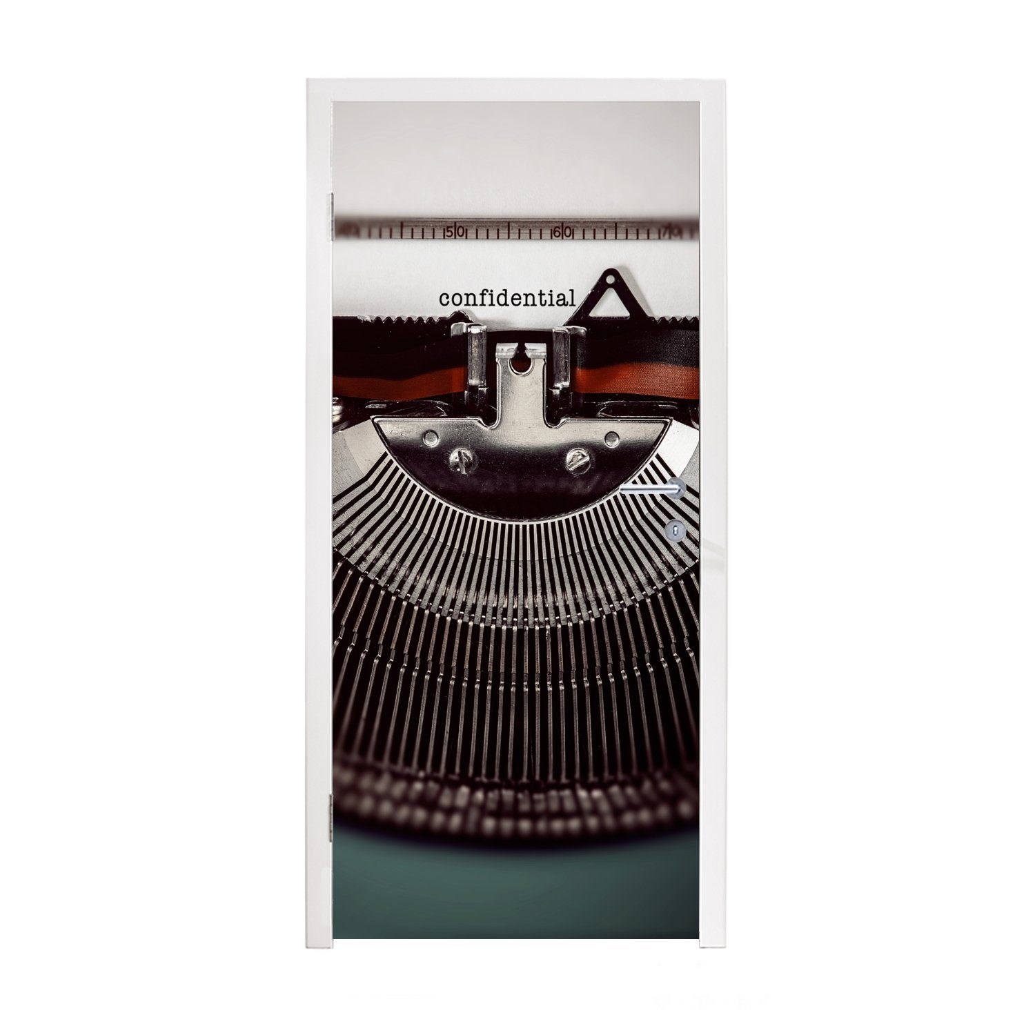 MuchoWow Türtapete Schreibmaschine - Retro - Briefe, Matt, bedruckt, (1 St), Fototapete für Tür, Türaufkleber, 75x205 cm