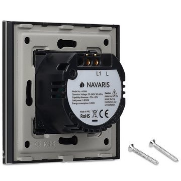 Navaris Elektro-Adapter, Touch Wandschalter mit Montagematerial, Glas Panel, Status-LED
