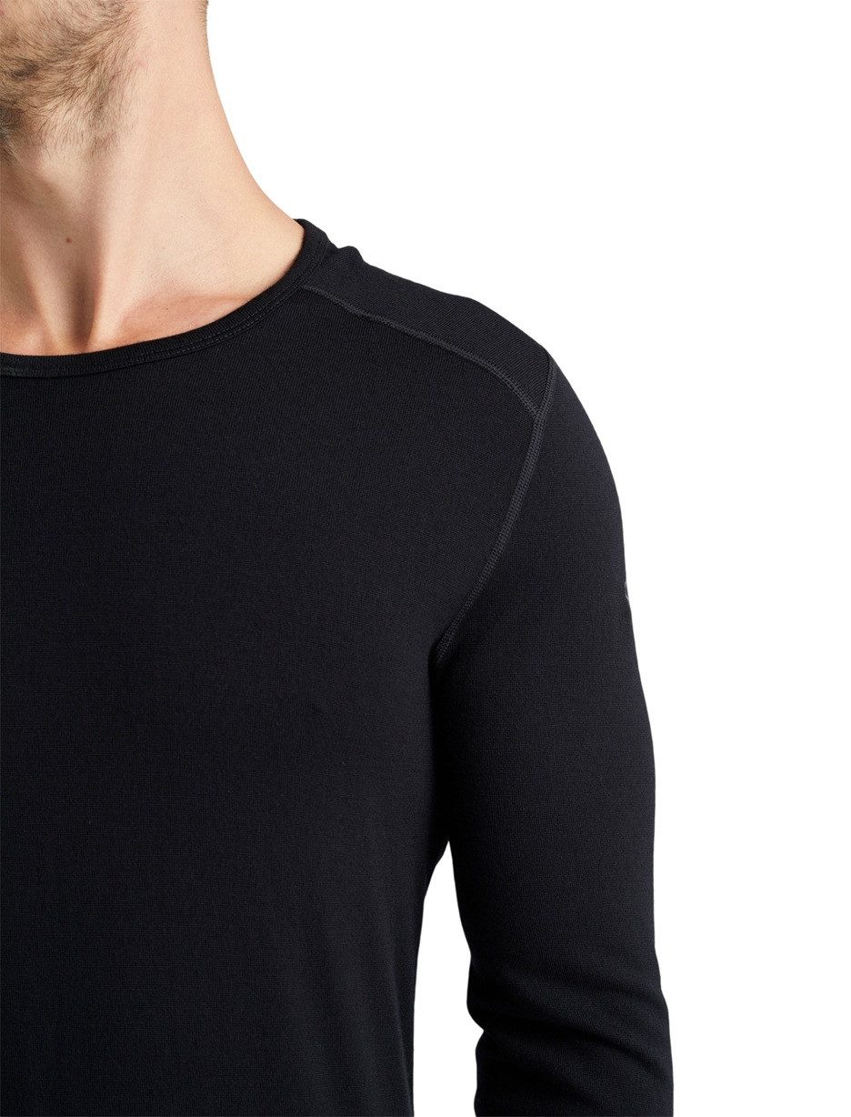 Icebreaker Langarmshirt Unterwäsche 260 Tech Crewe - Merinowolle, enganliegend - schwarz