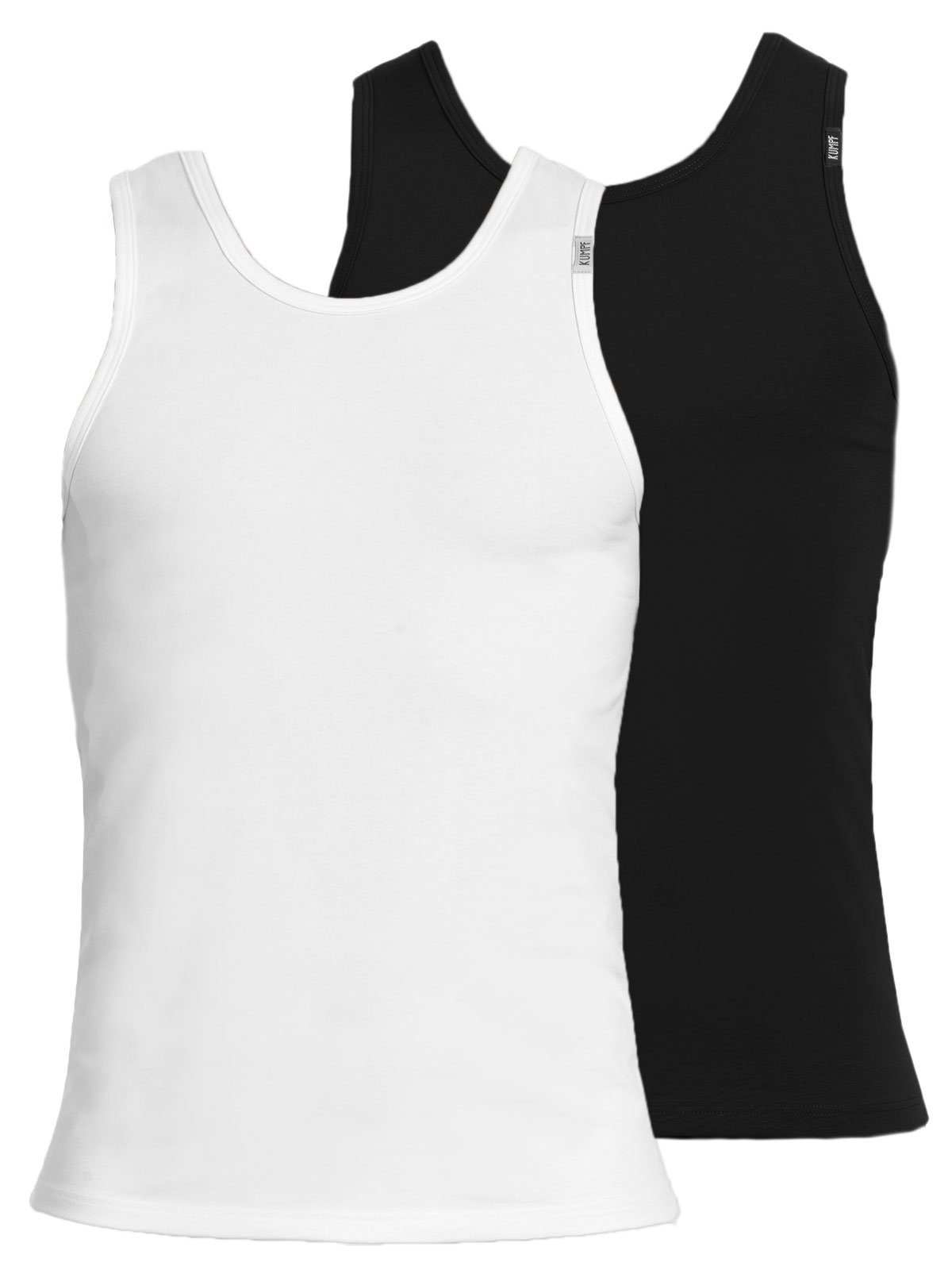 hohe Achselhemd 2-St) KUMPF Unterhemd (Spar-Set, Herren Cotton Markenqualität Bio 2er weiss Sparpack schwarz