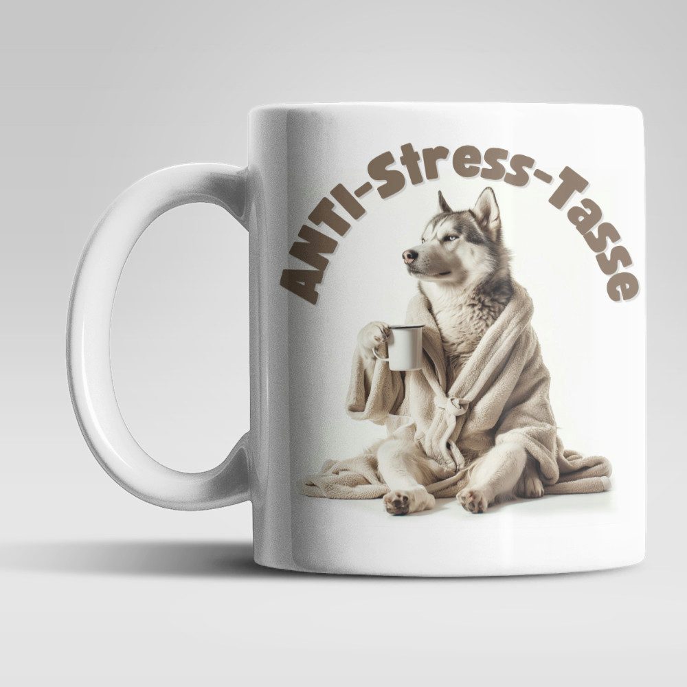 WS-Trend Tasse Anti Stress Husky Kaffeetasse Teetasse Tasse Geschenkidee 325 ml, 1-tlg., Keramik