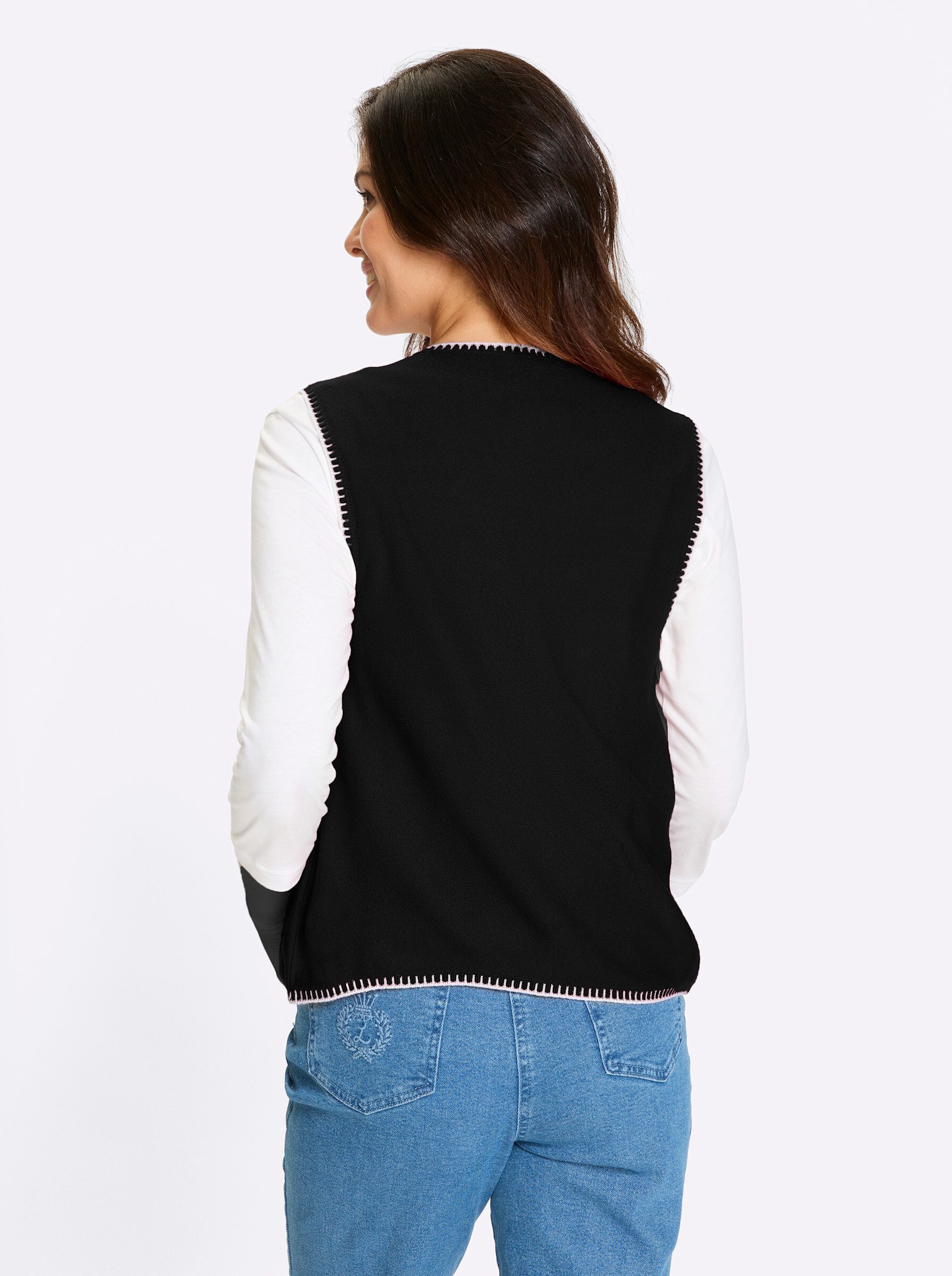 Sieh an! Strickweste Strickweste Ärmellos Links-Strick