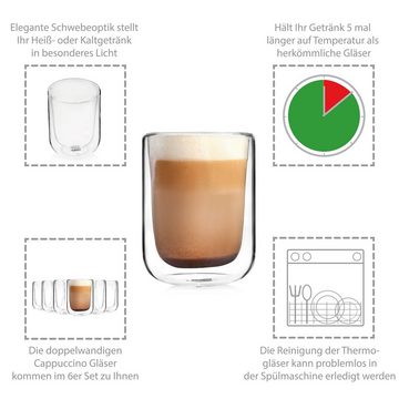 SÄNGER Thermoglas Cappuccino Gläserset doppelwandig, Glas, 330 ml, spülmaschinengeeignet