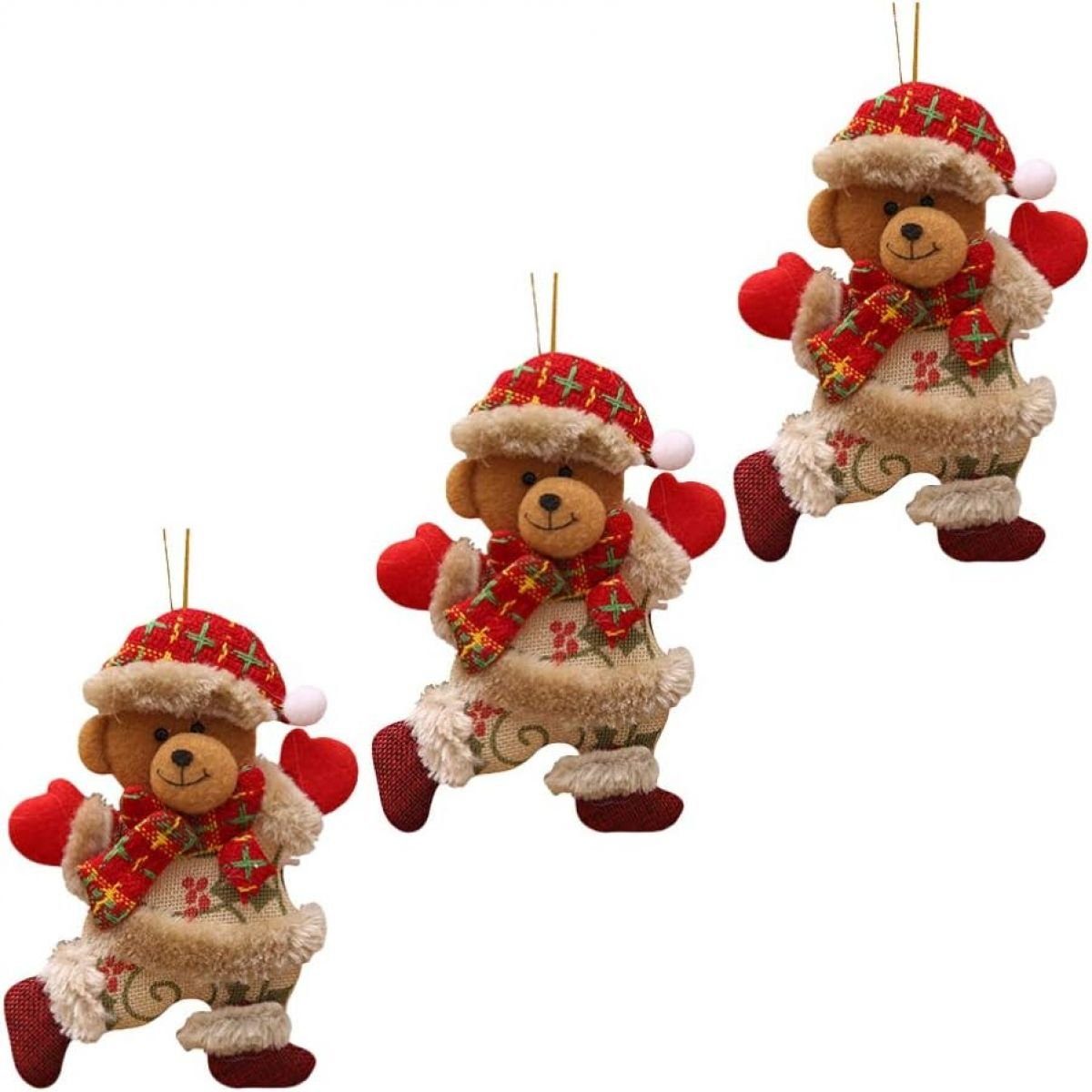 Jormftte Weihnachtsfigur 3 stücke Hängen Weihnachtsbär Ornamente für Party Weihnachtsbaum