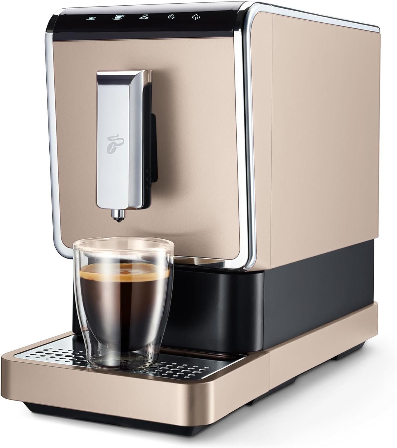 Tchibo Kaffeevollautomat Esperto Caffè für Caffè Crema und Espresso,  Metallic Sand, Herausnehmbare Brüheinheit