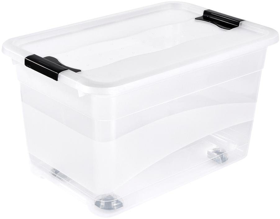 Aufbewahrungsbox mit Deckel und Rollen, 59,5 x 39,5 x 18 cm, 52 Liter, 2er Set, »konrad« Aufbewahrungsbox mit Deckel und Rollen, 59,5 x 39,5 x 18 cm, 52 Liter, 2er Set, »konrad«