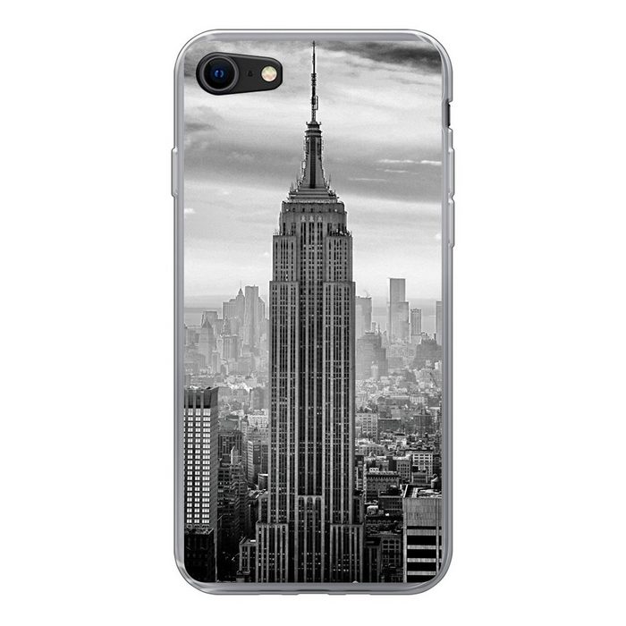 MuchoWow Handyhülle New York - Architektur - Schwarz - Weiß Handyhülle Apple iPhone 8 Smartphone-Bumper Print Handy Schutzhülle