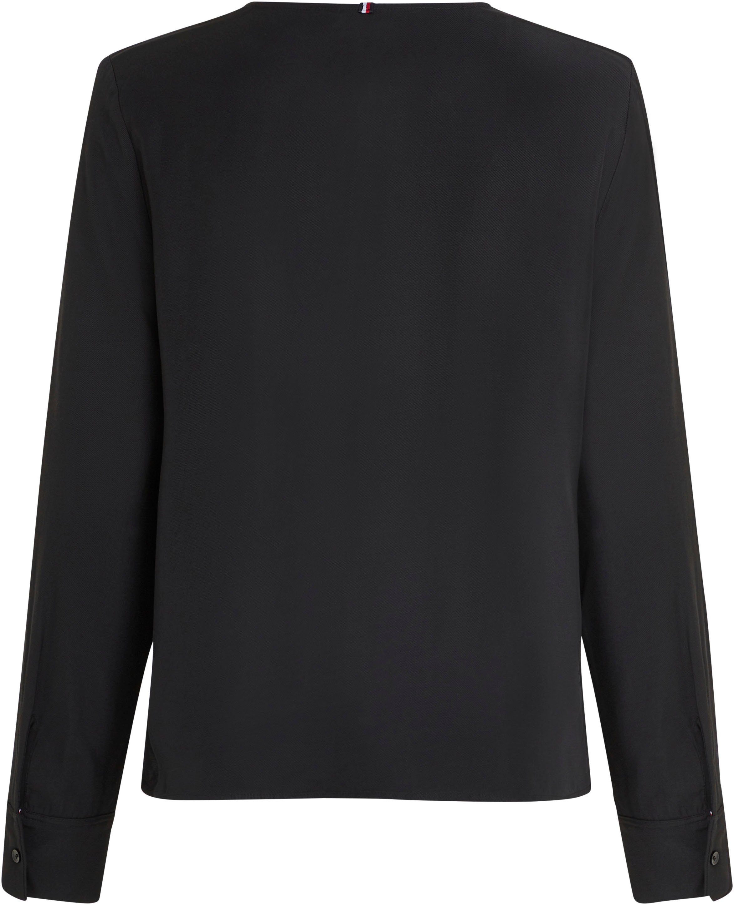 Tommy Hilfiger Klassische Bluse VISCOSE REGULAR V-NECK LS BLOUSE mit Tommy Hilfiger Flagge