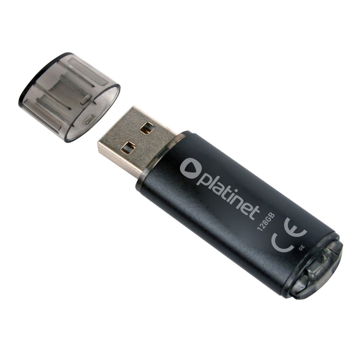 Platinet PMFE128 USB-Stick (USB USB 2.0, Lesegeschwindigkeit 22 MB/s, 128 GB Speicher mit Aluminiumgehäuse)