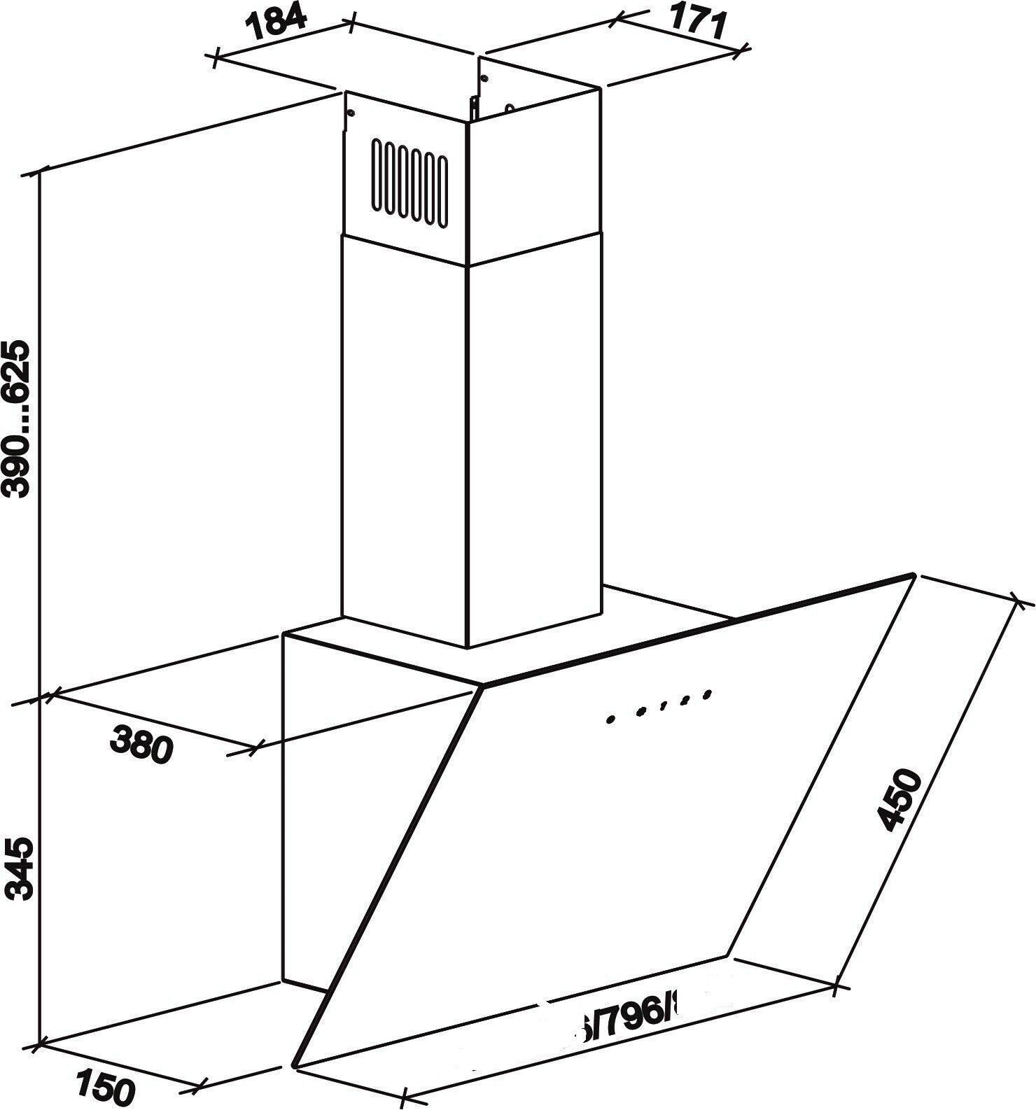 GURARI Kopffreihaube GCh 268 Bl 8 Prime Dunstabzugshaube 80 cm 1000m³/h kopffreihaube GCh 268 Bl 8 Prime Dunstabzugshaube 80 cm 1000m³/h kopffreihaube, Dunstabzugshaube 80 cm, Schwarz Glas, Wandhaube, 1000m³/h