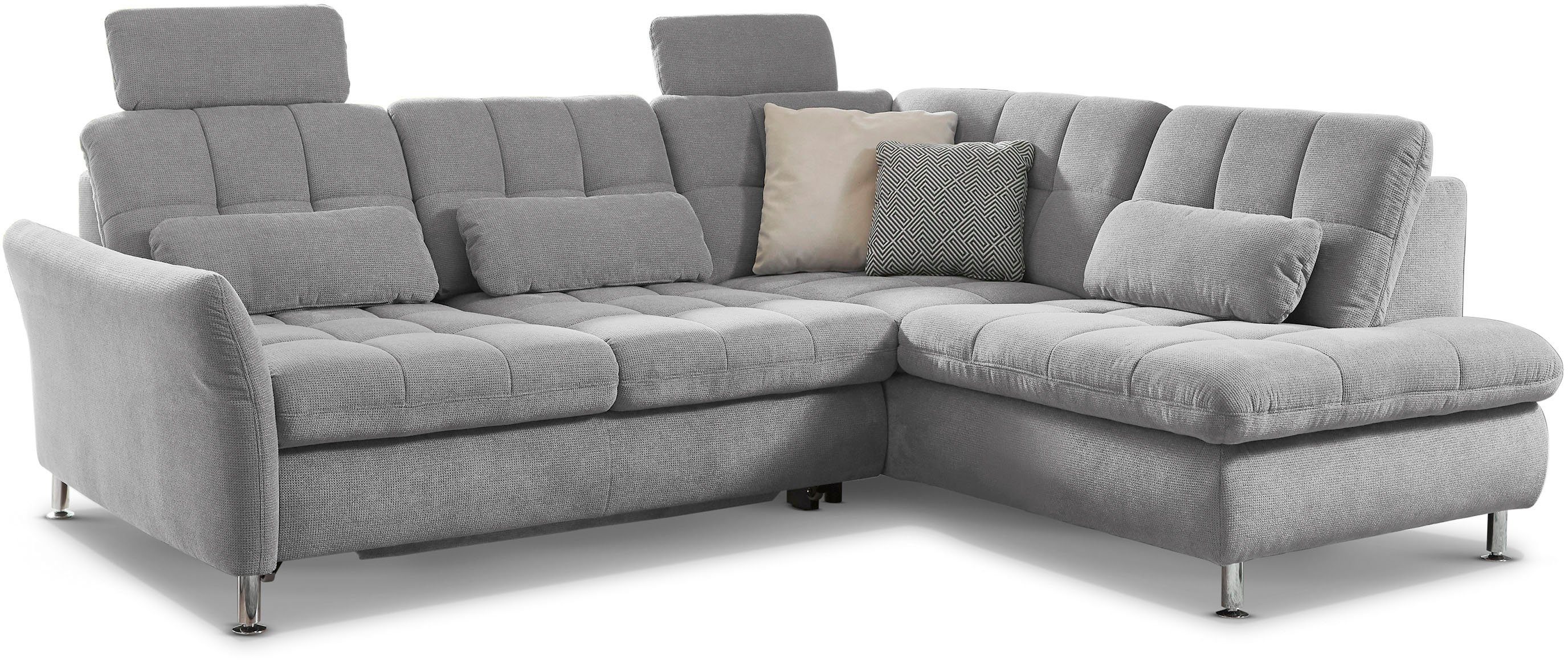 Die PlanBar Ecksofa MP-IN20016 L-Form mit Federkern-Polsterung, wahlweise mit Kopfstützen und Bettfunktion, mit Federkern-Polsterung