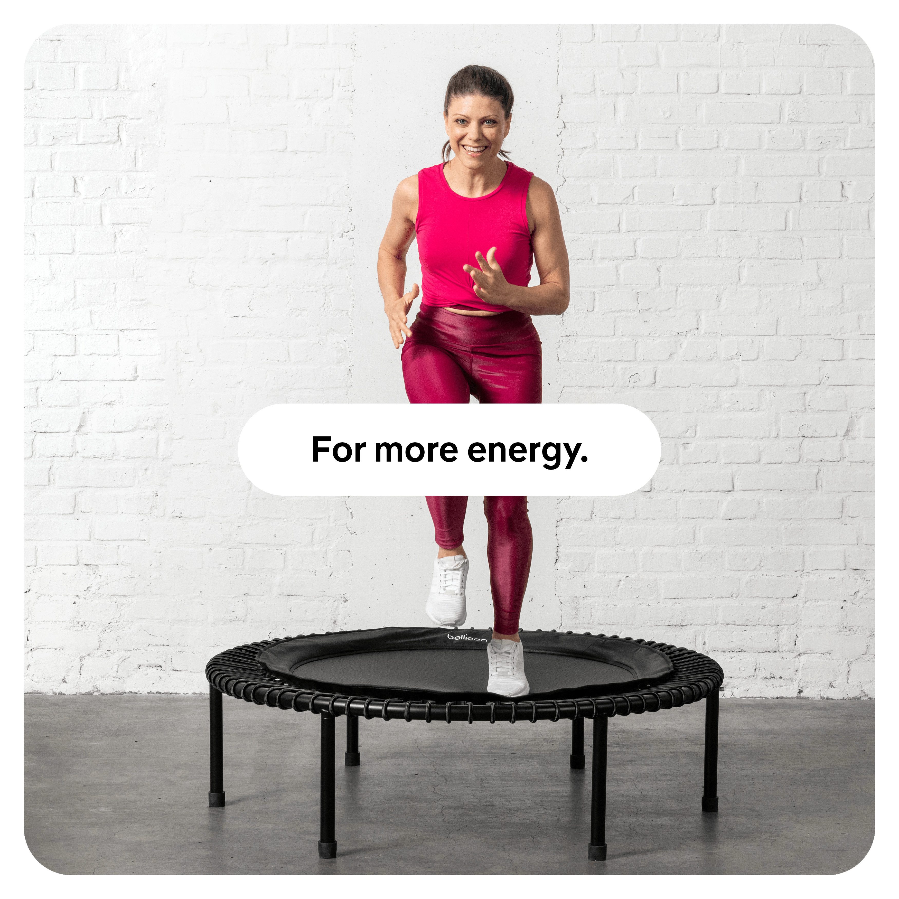 bellicon Fitnesstrampolin 112cm (Grau) mit Seilring-Federung bis 200kg (Ultra Stark), Praktische Klappbeine, Dreiteiliger Rahmen, Made in Germany