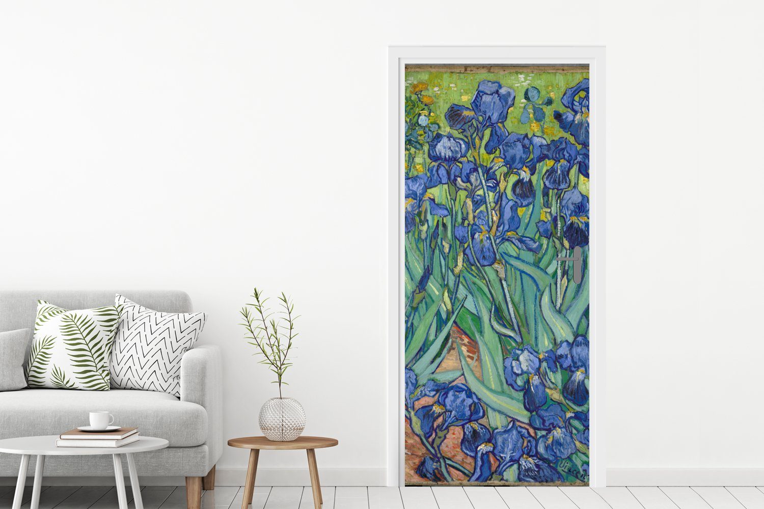 - Türtapete Tür, Vincent Türaufkleber, für MuchoWow Schwertlilien Fototapete (1 St), cm Gogh, van 75x205 bedruckt, Matt,