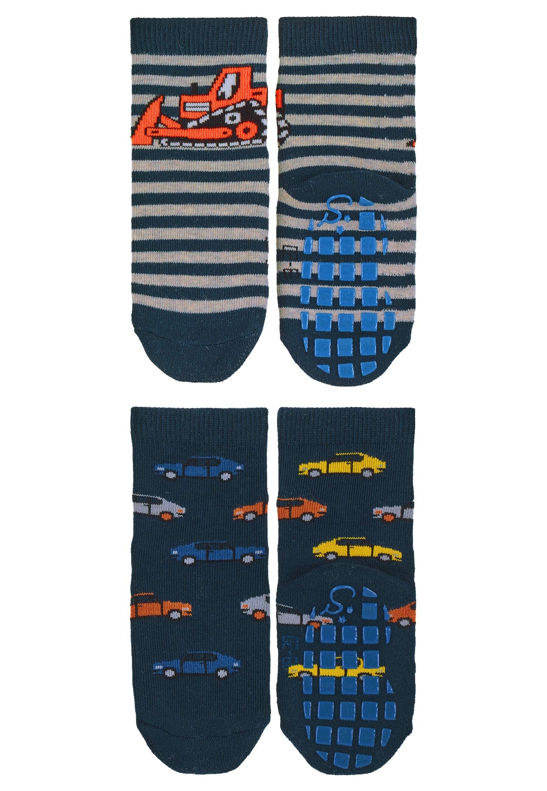 und im - Anti-Rutsch-Sohle Söckchen ABS-Socken + Bagger Sohlenbereich ABS-Socken - Vollplüsch Bagger und Bagger Sterntaler® Kinder, Gummi, 2er-Pack ABS-Socken mit Autos Baby Autos, ABS-Söckchen Autos und Rutschesocken - ABS-Söckchen Doppelpack Bagger Autos - marineblau Junge Doppelpack ABS-Socken mit - Motiv