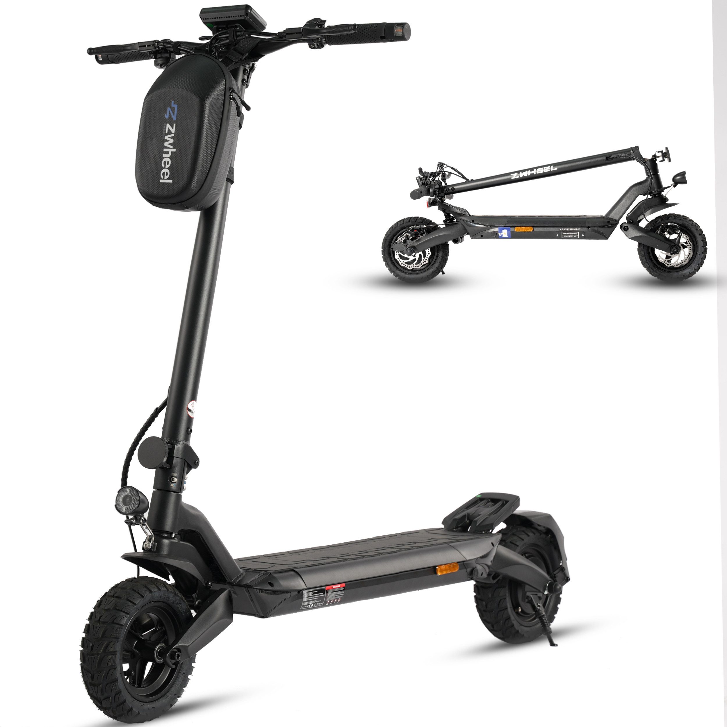 OOTD E-Scooter E‑Scooter 10″ Offroad, 720 Wh Akku, 50‑70 km Reichweite, klappbar, 500 W, 20 km/h, (mit Blinker, Doppelstoßdämpfer, Tasche geschenkt), 10″ Offroad-Luftreifen mit Vollfederung & Doppelstoßdämpfer
