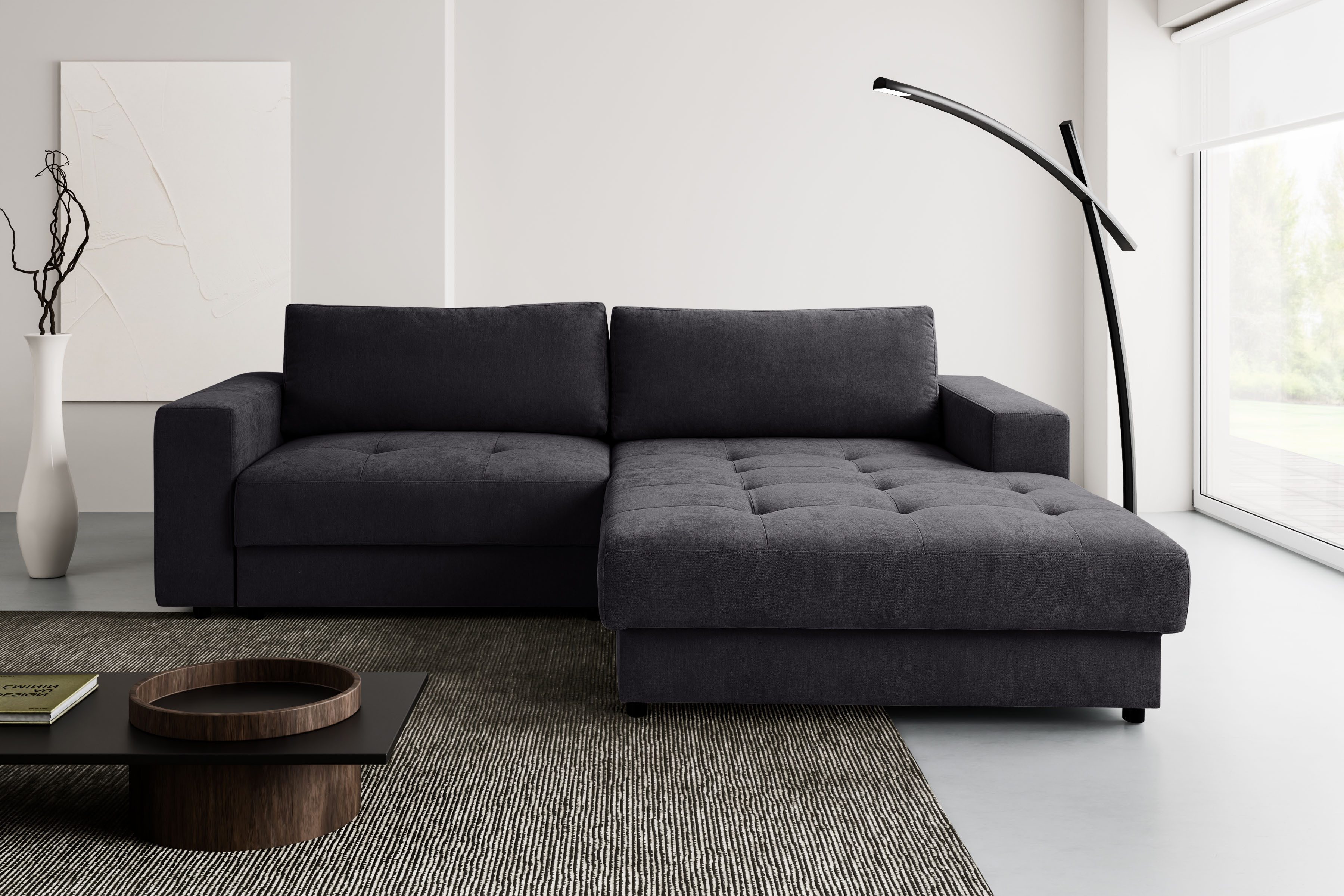 WERK2 Ecksofa Indiana inkl. Bettfunktion & Bettkasten, bequem, Breite 270cm, L-Form, Moderne, elegante Polsterecke, Komfortpolsterung und losen Kissen.