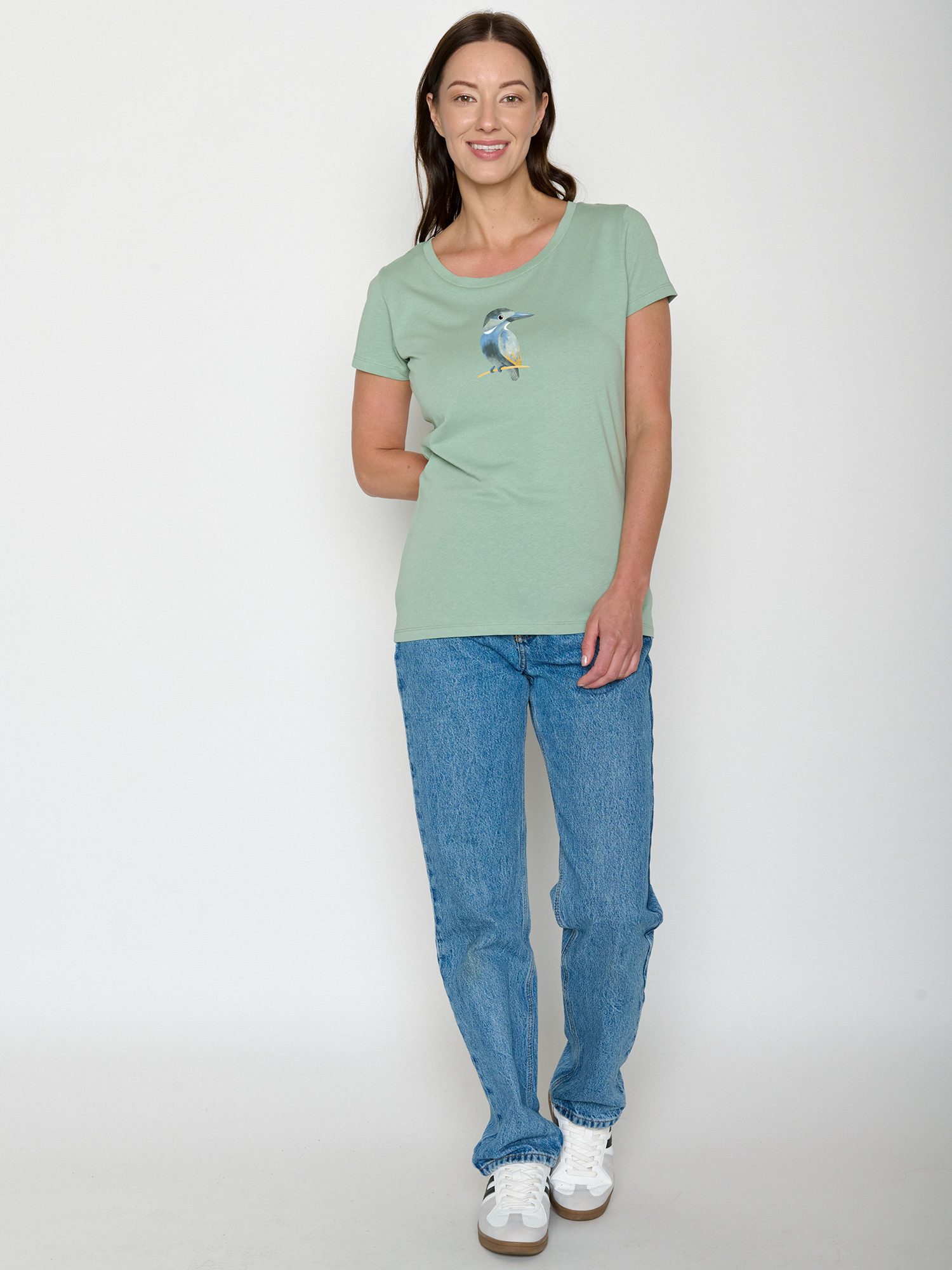 GreenBomb T-Shirt Loves Bird Look (1-tlg., 1) figurbetont, leicht tailliert, klassische Kurzärmel