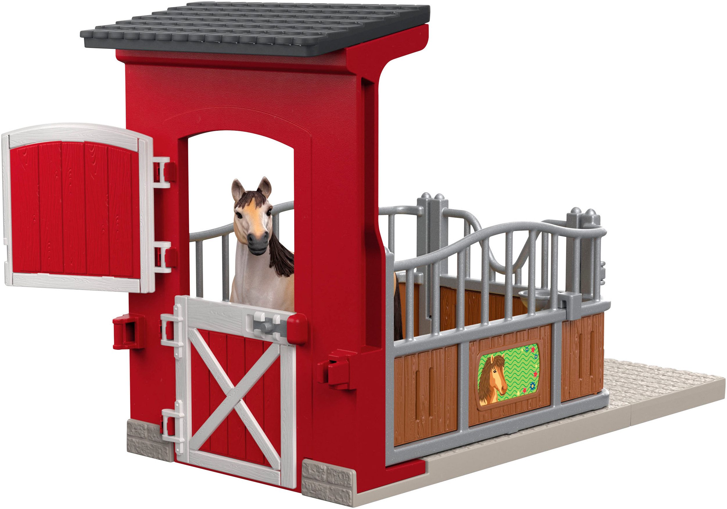 Schleich® Spielwelt FARM WORLD, Ponybox mit Mustang Stute (42724), Made in Europe