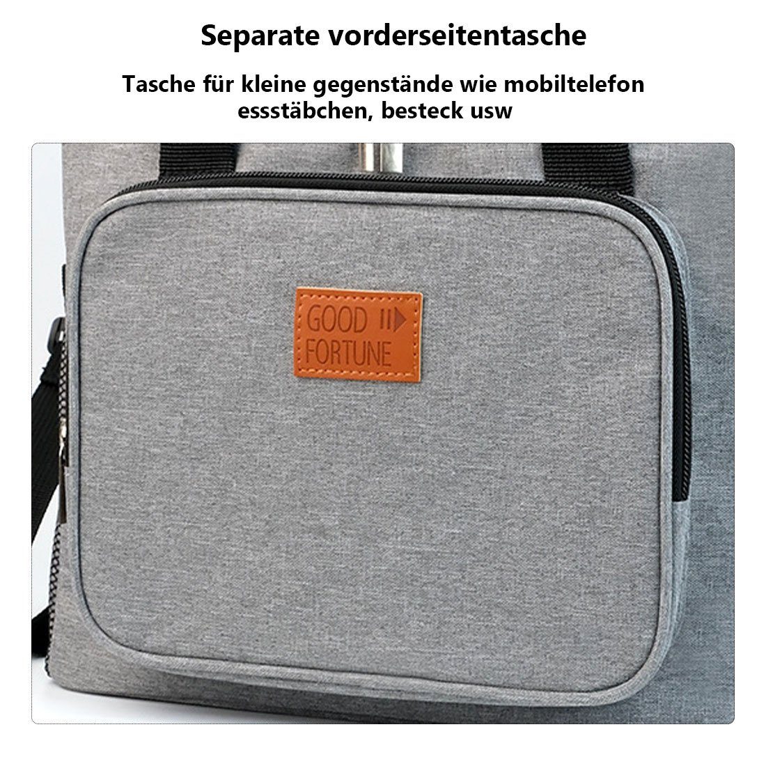 DÖRÖY Thermobehälter Outdoor-Camping-Lunchbag, tragbare Schwarz Lunchbox-Tasche Picknick-Tasche