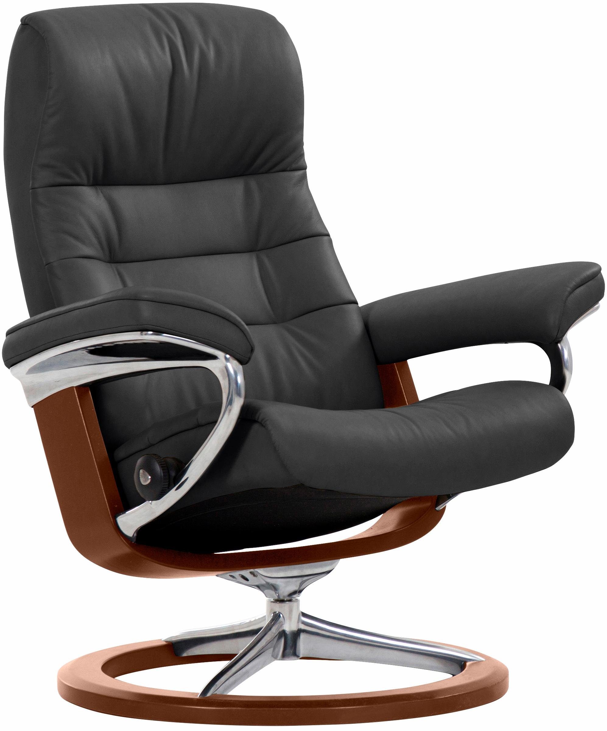 Stressless® S, (Set, Base, mit Schlaffunktion mit Signature mit Opal Größe mit Hocker, Relaxsessel Hocker), Relaxsessel