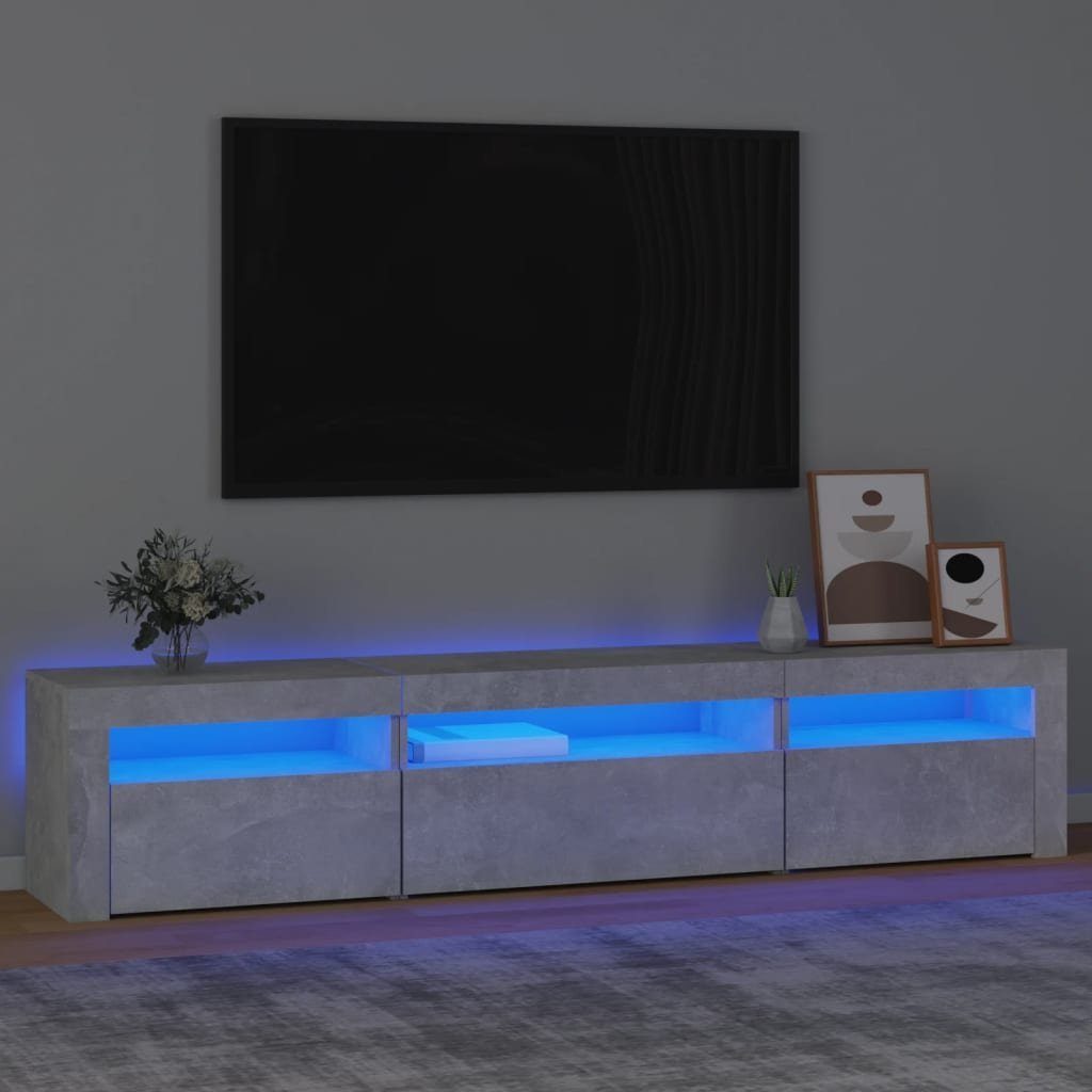 TV-Schrank mit Betongrau TV-Schrank LED-Leuchten vidaXL 195x35x40 (1-St) cm