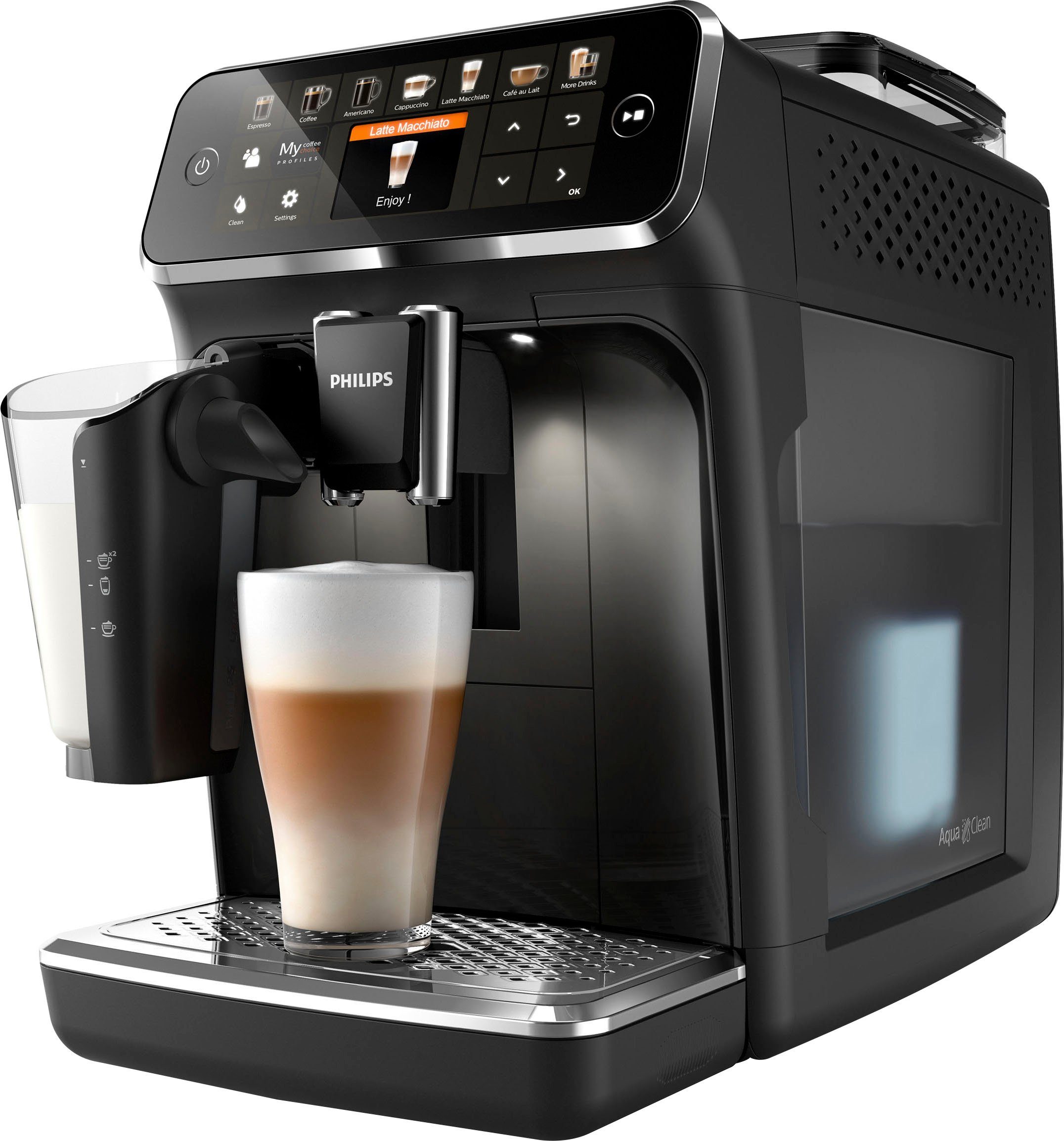 mattschwarz EP5441/50 Kaffeespezialitäten für Benutzerprofilen, 12 4 LatteGo, Philips Series und 5400 Kaffeevollautomat