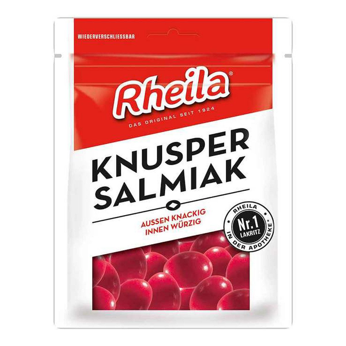 Rheila Süßigkeit, Rheila Knusper Salmiak Dragees mit Lakritzkern Laktosefrei 90g