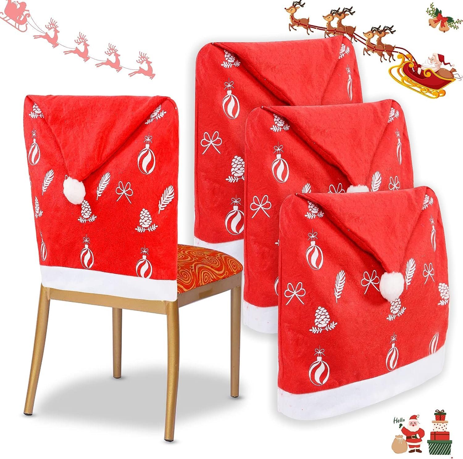 Coonoor Stuhlhusse Weihnachten Stuhl Abdeckung Satz von 4 dekorative Stuhl Abdeckungen, Größe: 58×50cm