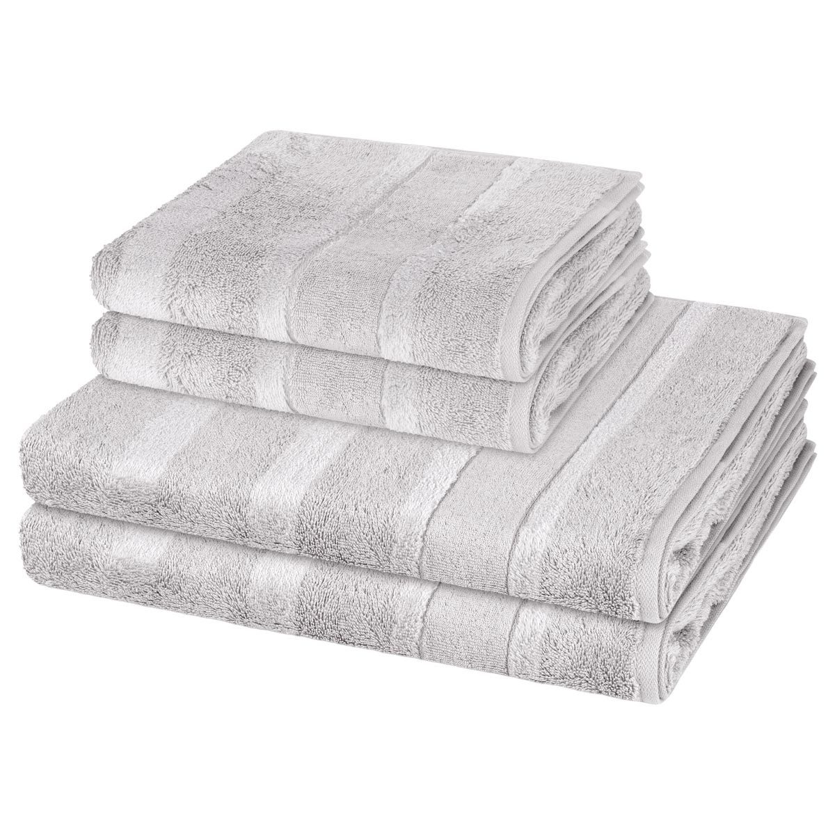 Cawö Handtuch Set Noblesse, Walkfrottee (Spar-Set, 4-St), 2 X Handtuch 2 X Duschtuch im Set - Baumwolle - Saugstark