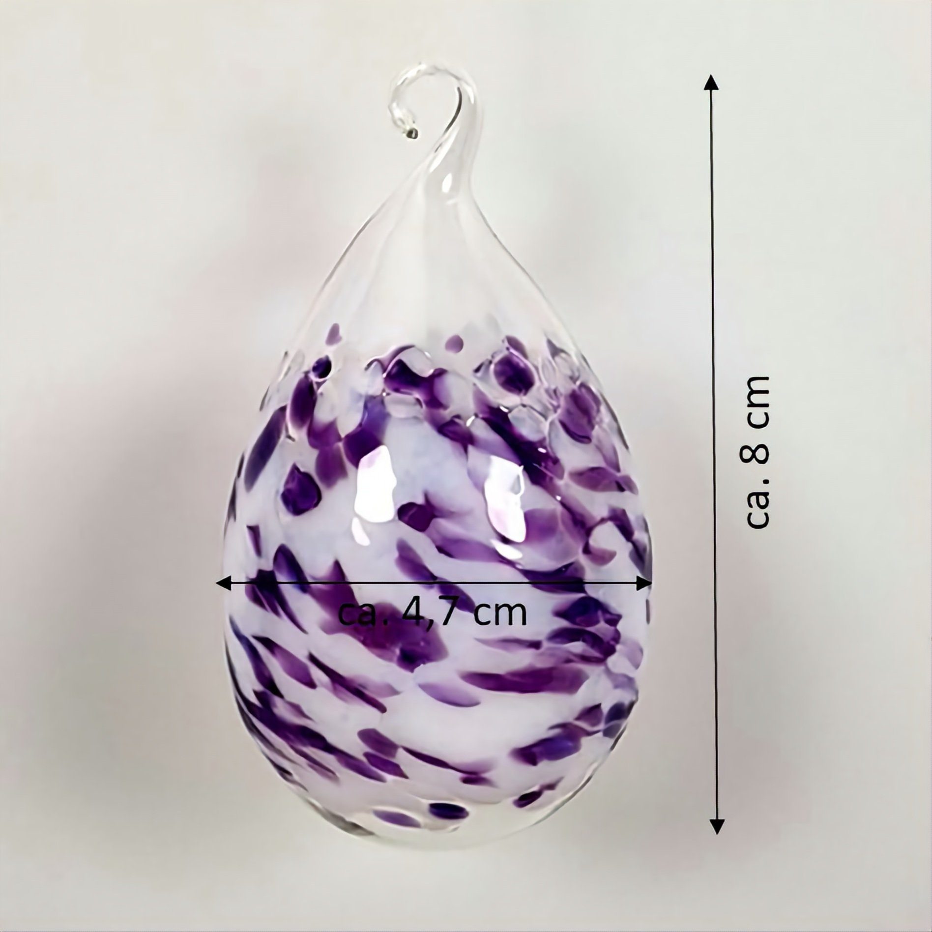 Lauschaer Glas Hängedekoration Osterei bzw. Ostereier aus Glas mundgeblasen handgeformt groß (5 St), aus mundgeblasenem Glas
