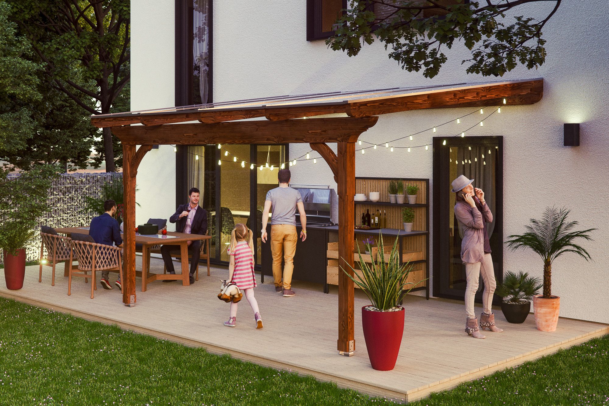 Skanholz Terrassendach Ravenna, BxT: 434x250 cm, Bedachung Doppelstegplatten, Douglasie