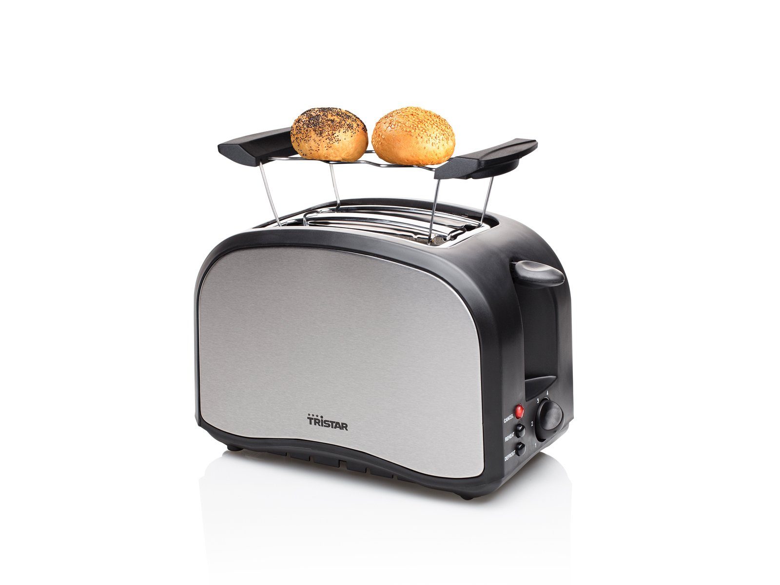 Tristar Toaster, 2 kurze Schlitze, für Toastbrot, 800 W, Doppelschlitz 2 Scheiben Toastmaschine Mini Toster & Brötchenaufsatz