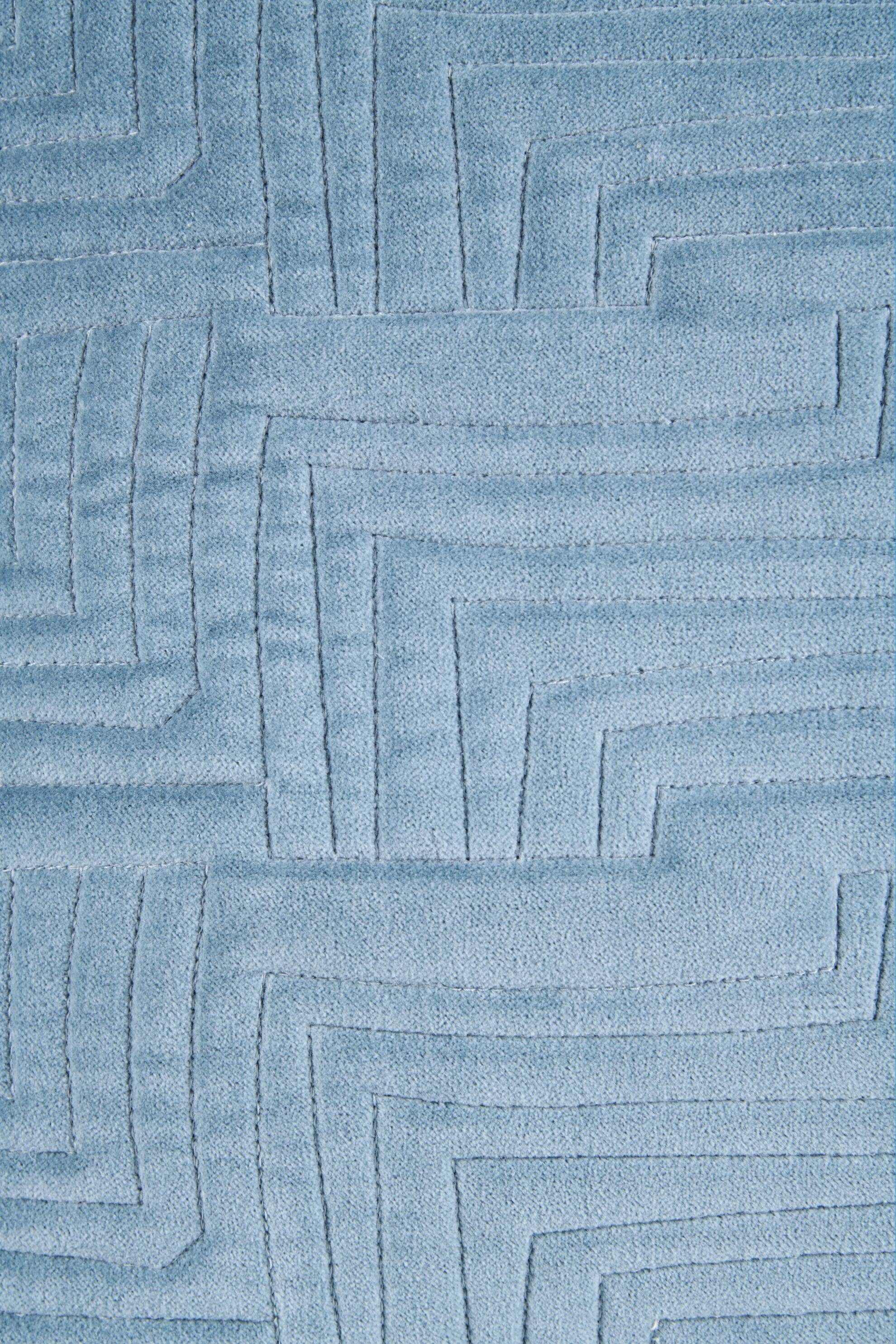 inkl. Ice gestepptes Samtkissen Hellblau carla&marge mit cm, Linien, 45x45 Dekokissen Füllung Dorliana, Blue in