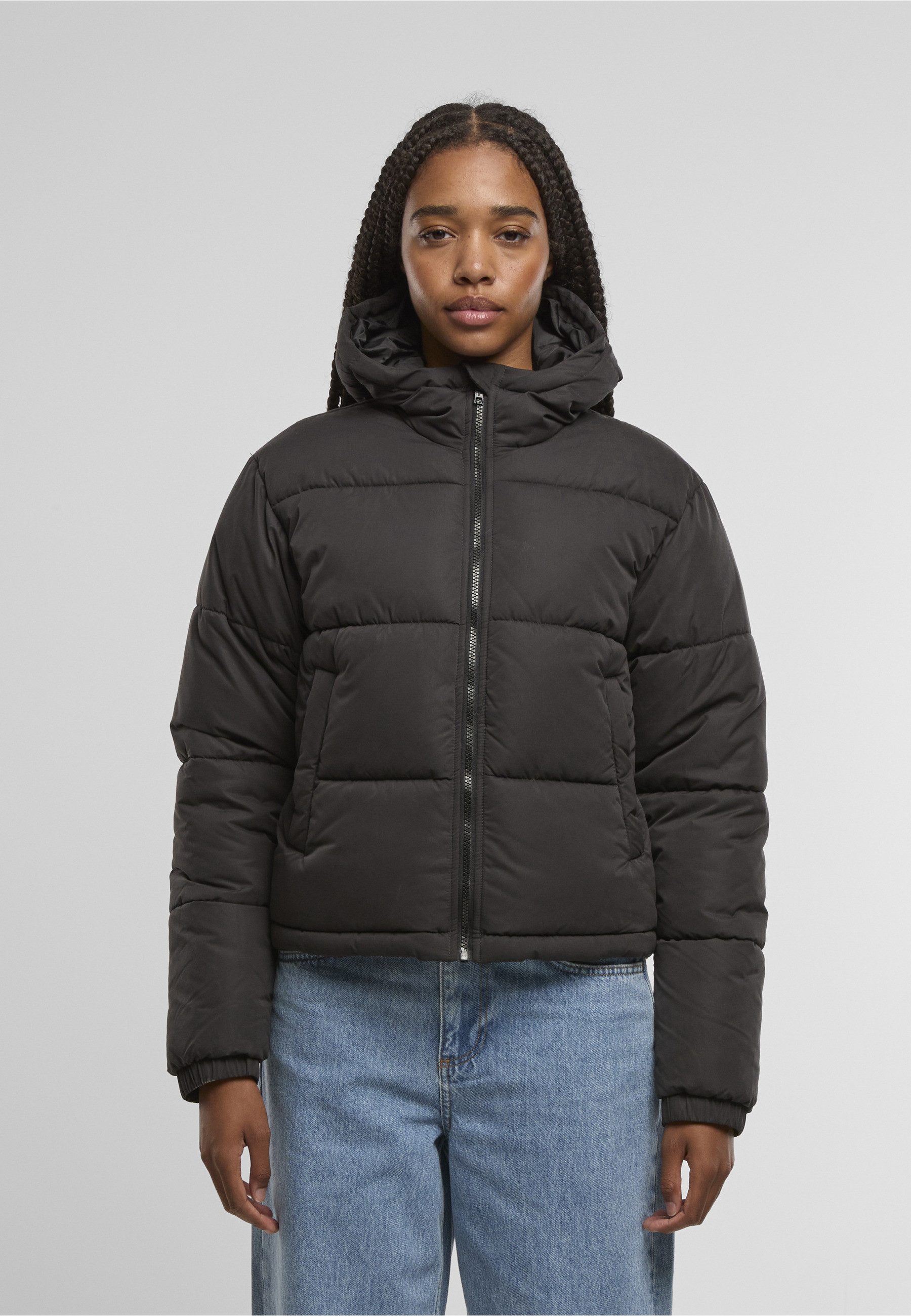 URBAN CLASSICS Winterjacke Urban Classics Ladies Peached Puffer Jacket With Hood (1-St)