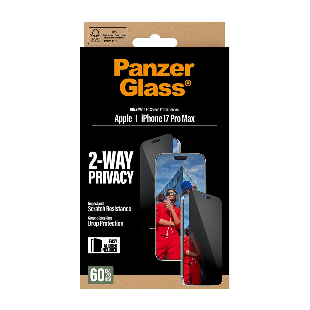 SAFE by PanzerGlass Displayschutzglas 2-Way Privacy Schutzglas iPhone 17 Pro Max/UWF – Bild 3 von 5
