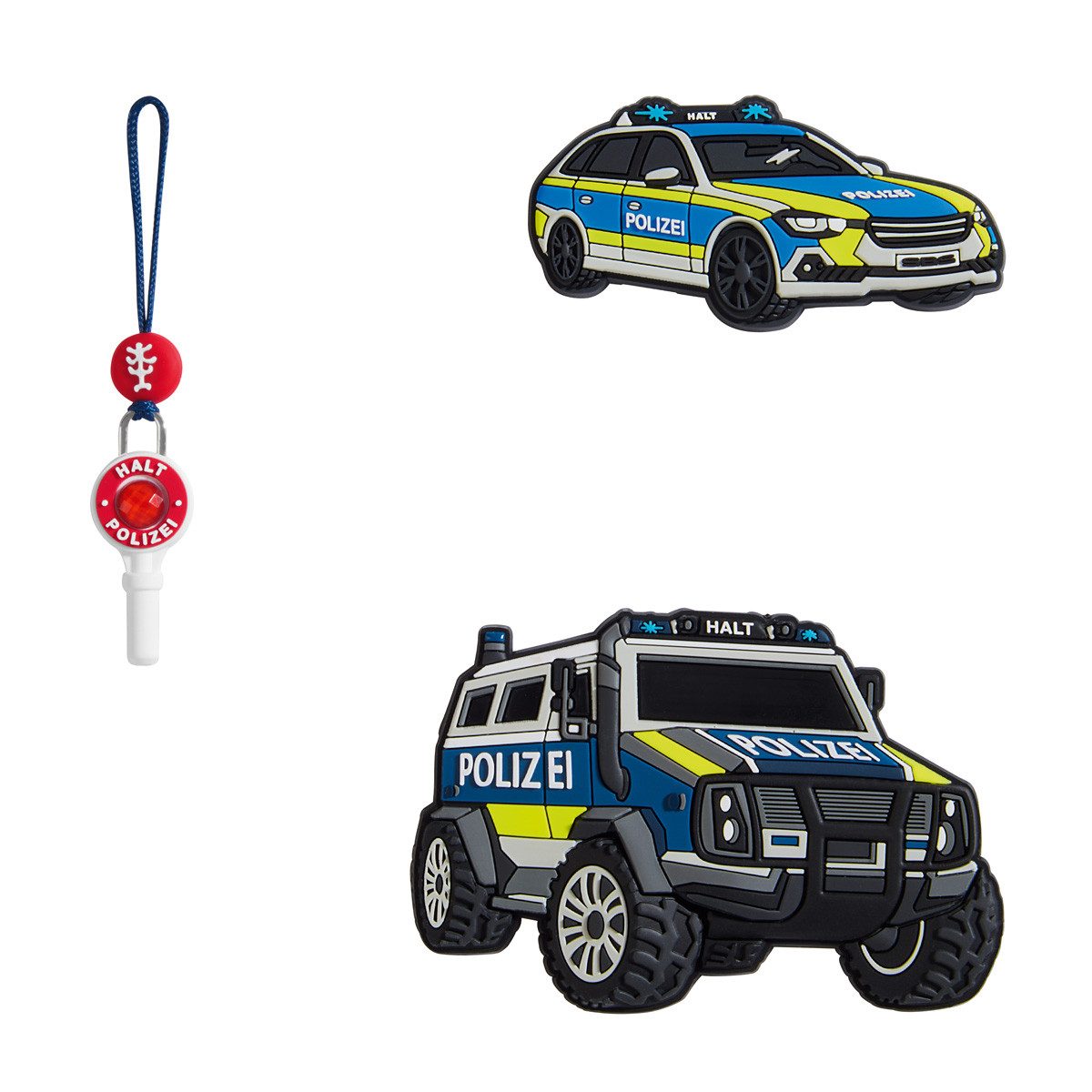 Step by Step Schulranzen MAGIC MAGS, Police Truck Charly 3-teilig (3-teilig), Motivanhänger, Glücksbringer