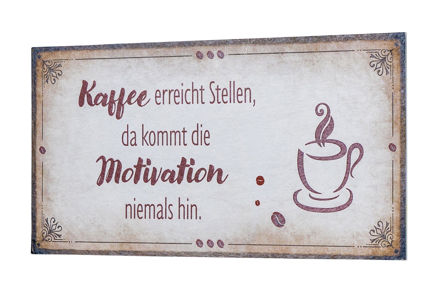 Levandeo® Wandbild, Wandbild 40x20cm Kaffee Motivation Spruch Wandschild Küche Wanddeko