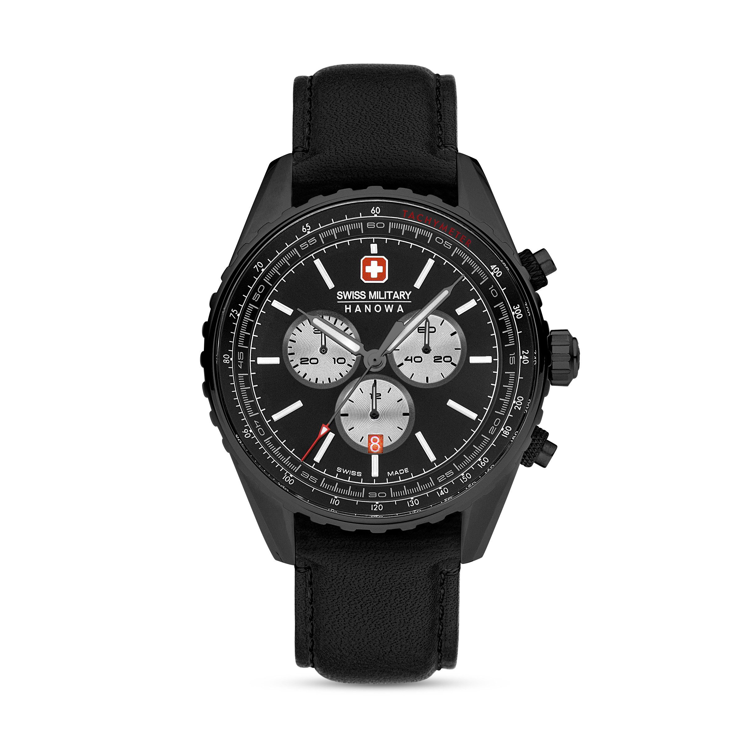 Swiss Military Hanowa Chronograph Afterburn Chrono SMWGC0000331, Quarzuhr, Armbanduhr, Herrenuhr, Swiss Made, Lederarmband, analog, Tag