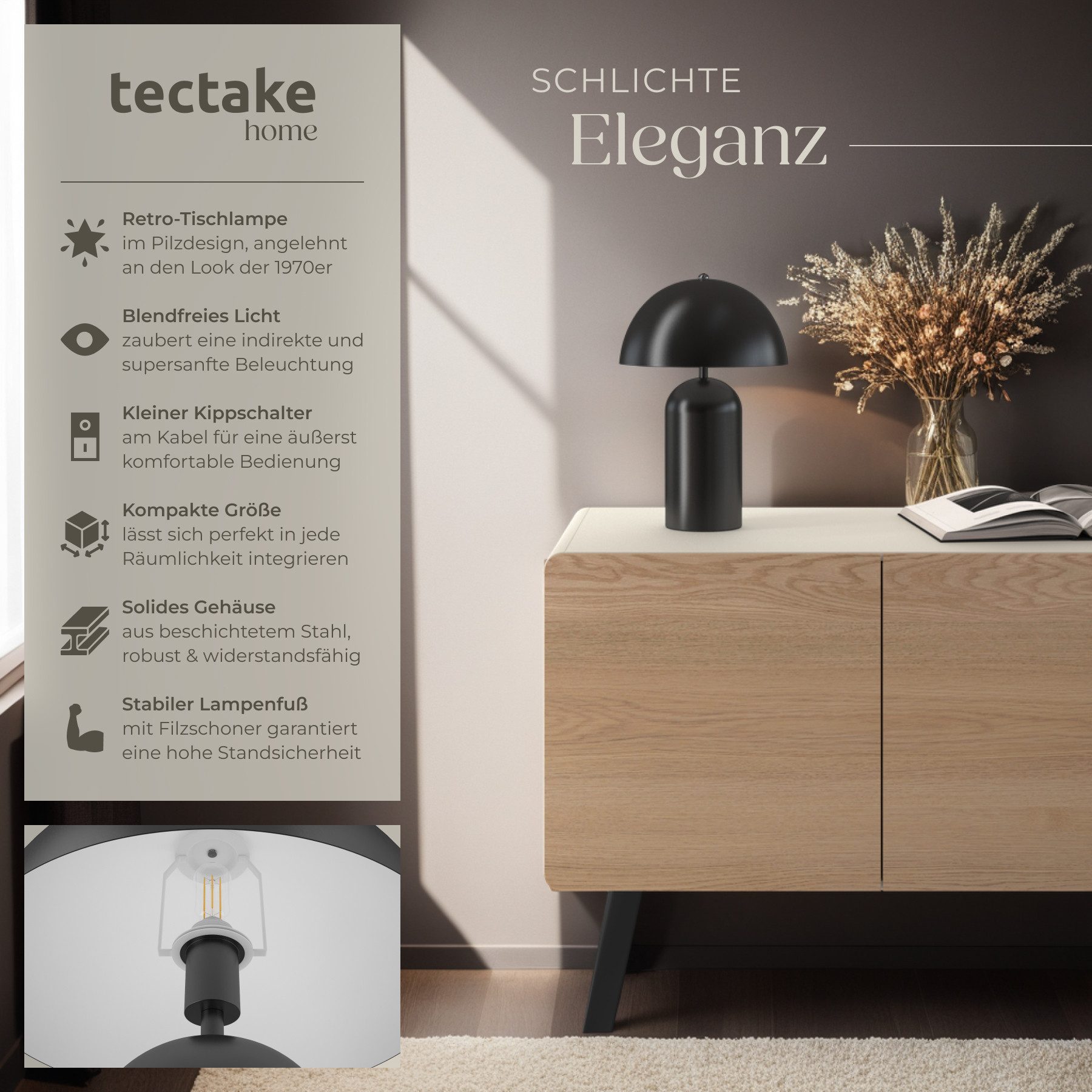 tectake Schreibtischlampe Retro-Tischlampe, Kleine Retro-Tischleuchte im günstig online kaufen