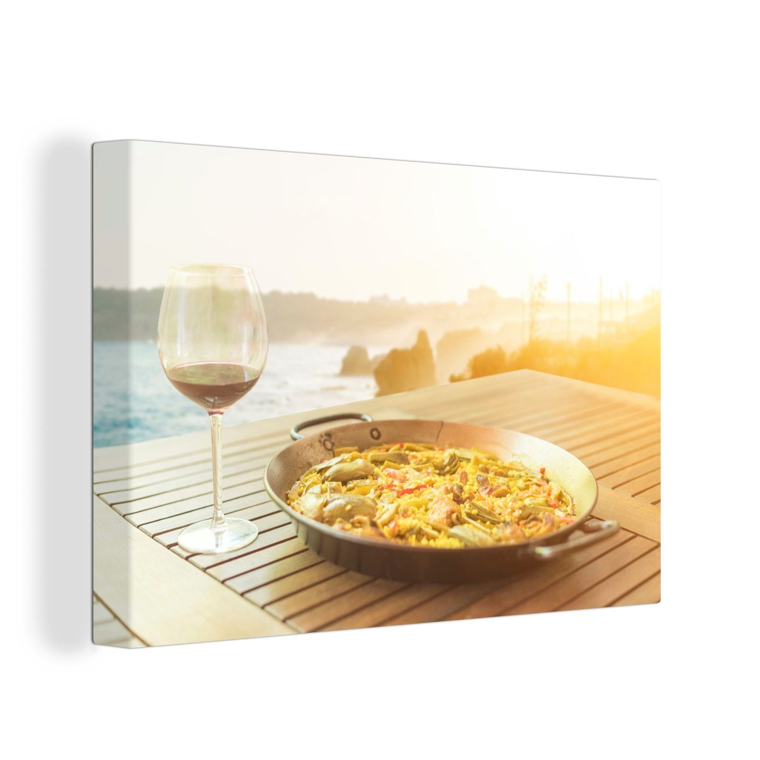 OneMillionCanvasses® Leinwandbild Paella, eines der bekanntesten und traditionellsten spanischen, (1 St), Wandbild Leinwandbilder, Aufhängefertig, Wanddeko, 30x20 cm