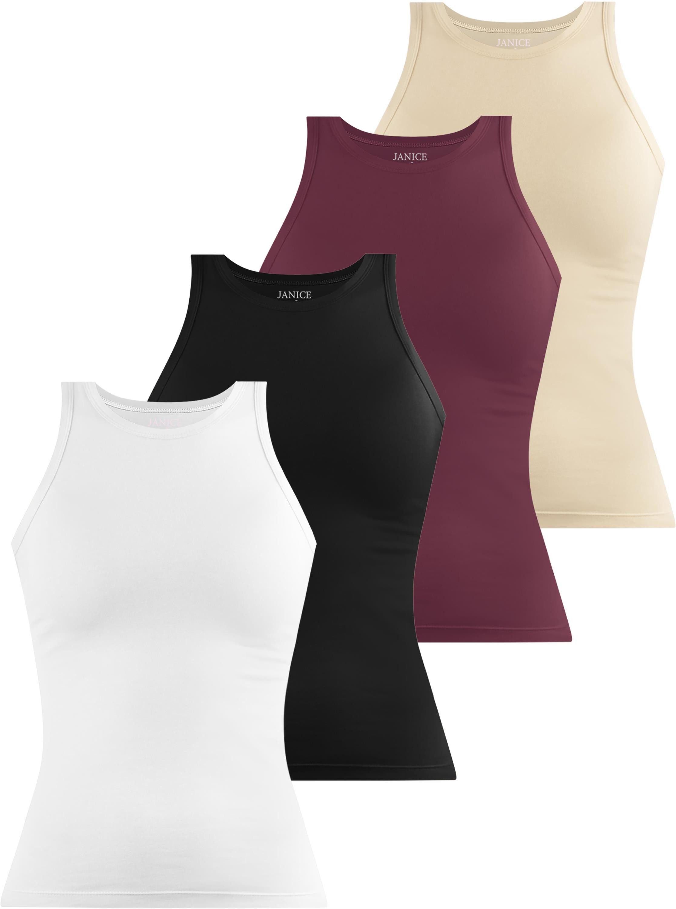 Janice Tanktop 4 x Damen Top hochgeschlossen Nauta Trägertop aus Baumwolle