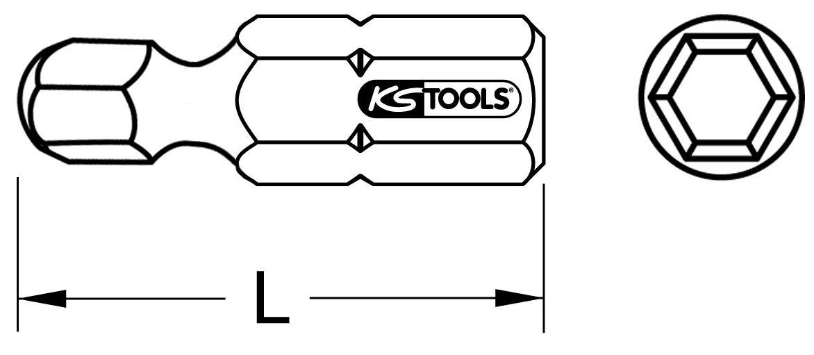 Thumbnail - KS Tools Bohrer- und Bitset 1/4" Bit Innensechskant, 25mm, Kugelkopf, 1,5mm