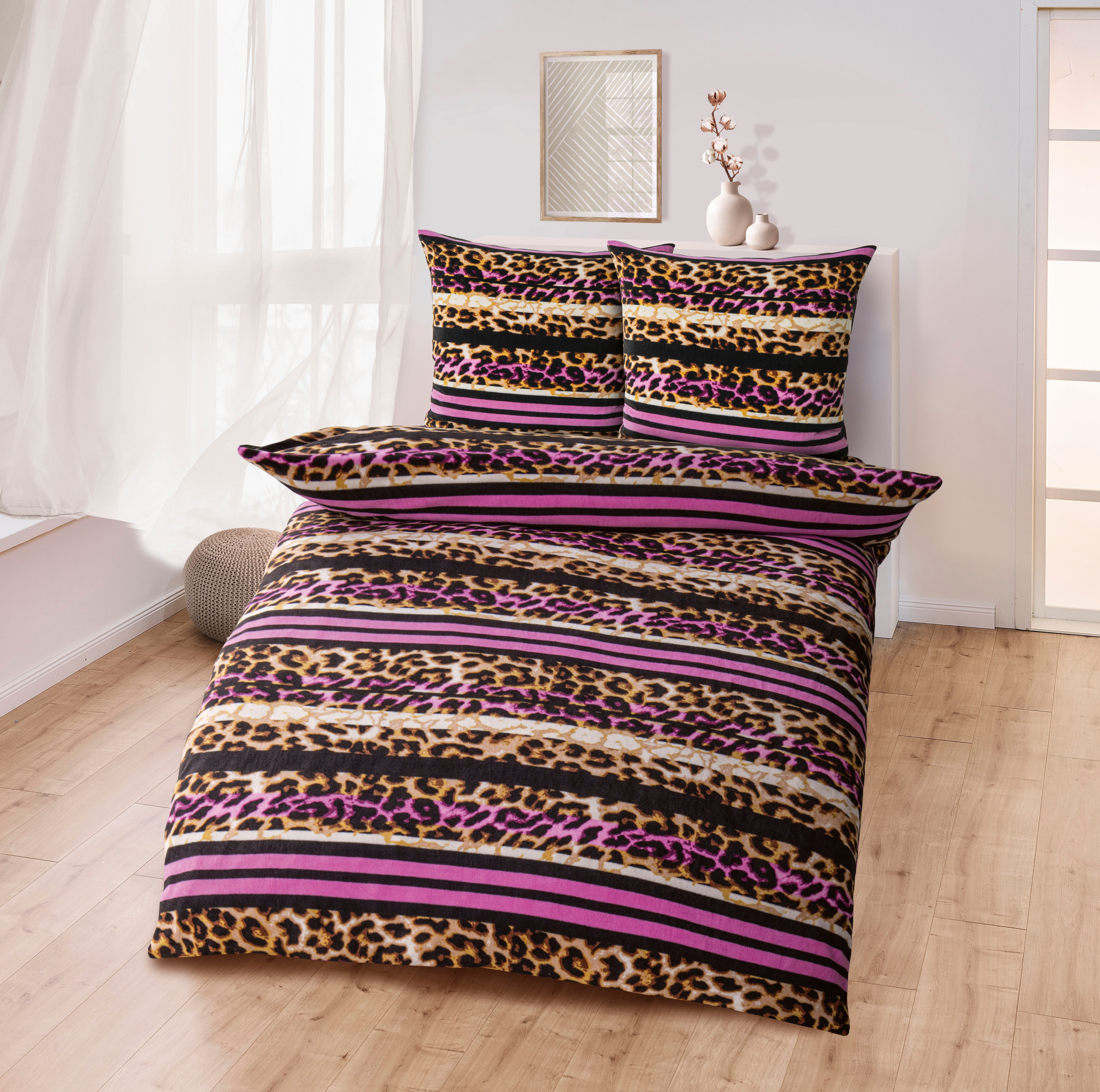 KiNZLER Bettwäsche Polycotton Flanell, Microfaser-Fleece, Polyester, 2 teilig, besonders weich