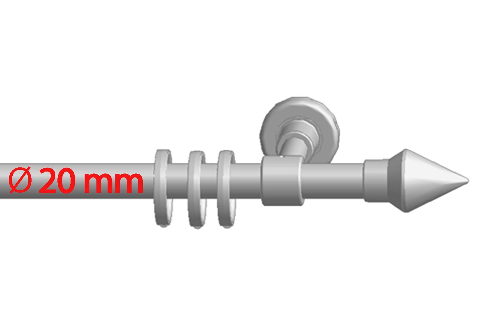 nodeko Gardinenstangen-Endstück Endkappe Spitze "Atlanta", Kunststoff, für Stangen Ø 20 mm, (Packung), zum Aufstecken an Vorhangstangen und Gardinenstangen