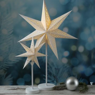 MARELIDA LED Stern LED Papierstern Leuchtstern Weihnachtsstern 7-zackig stehend 42cm, LED Classic, warmweiß (2100K bis 3000K)