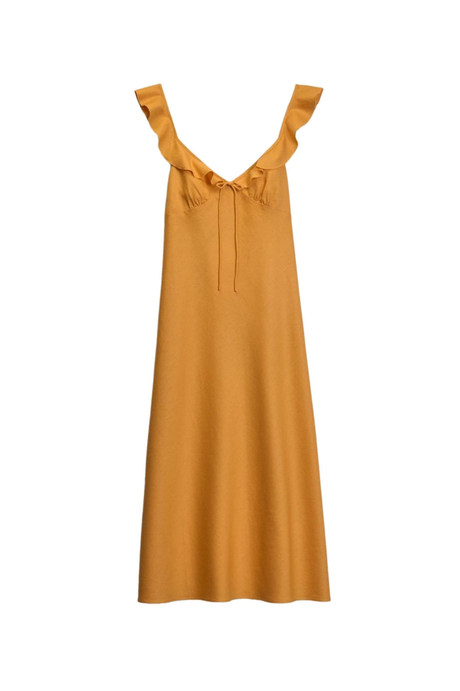 Bhoem Midikleid Midikleid mit Rüschendetail an den Trägern (1-tlg)