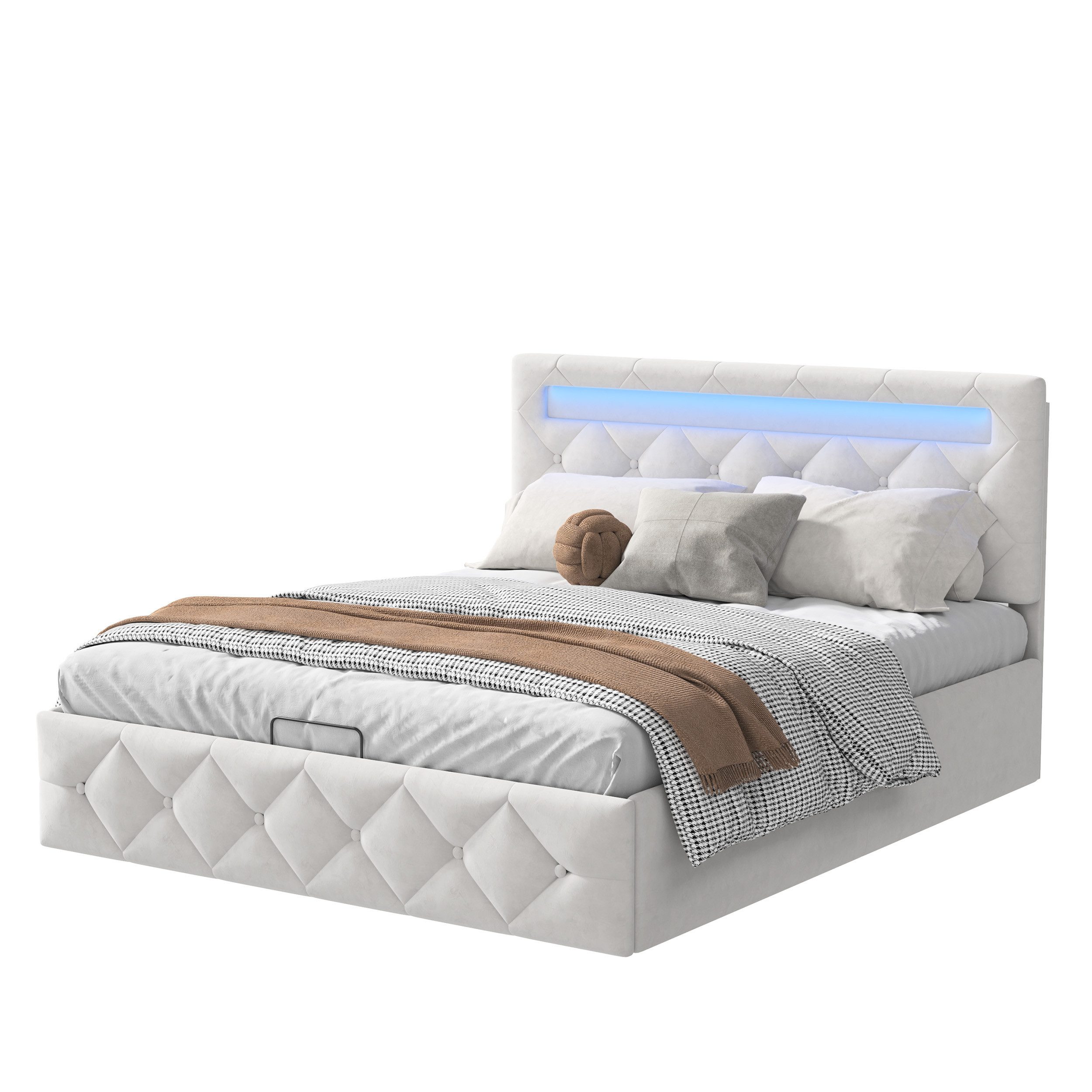 PXloue Stauraumbett Polsterbett mit Stauraum (Hochklappbares Bett 160x200 c günstig online kaufen