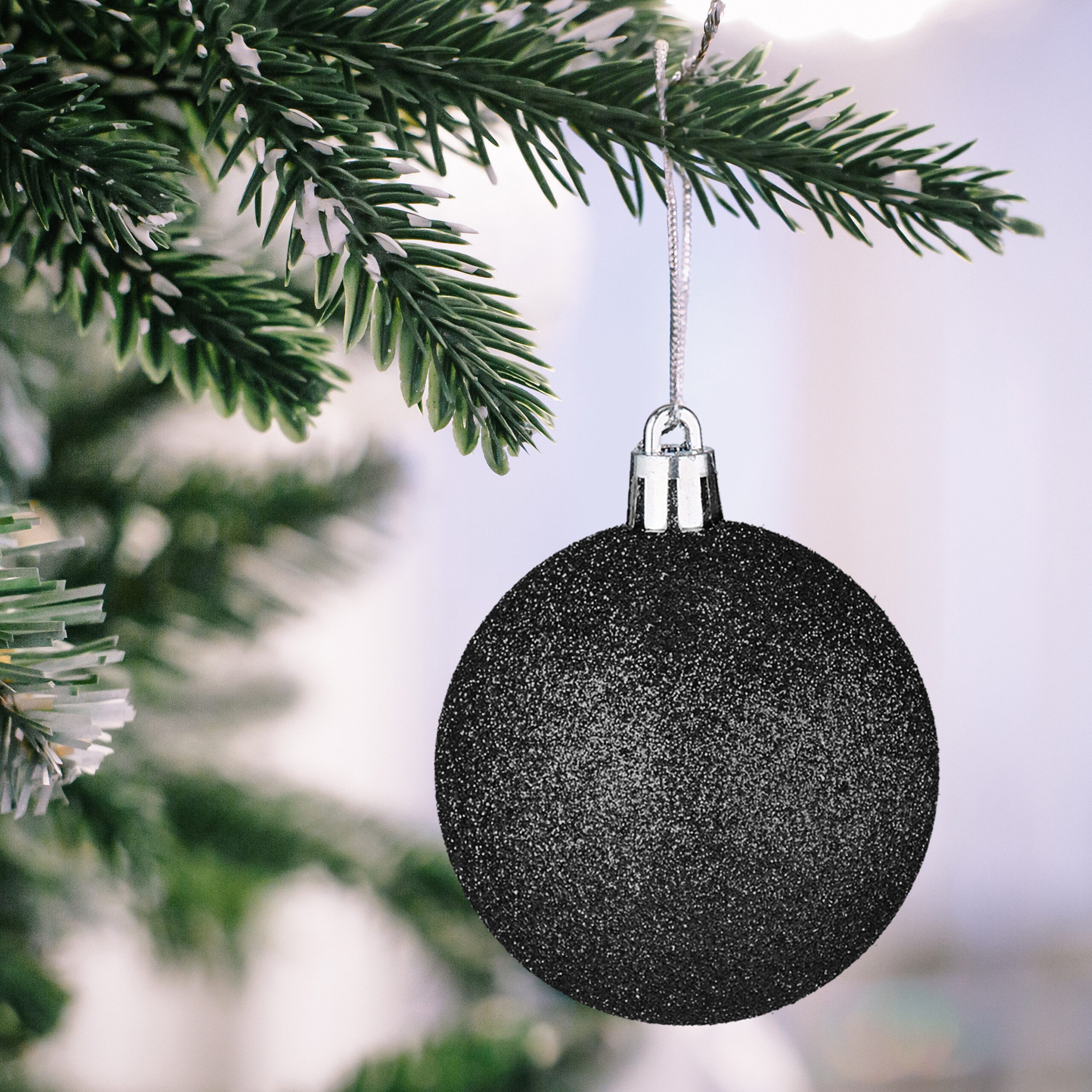 relaxdays Weihnachtsbaumkugel Weihnachtskugeln im 100er Set (100 St), schwarz